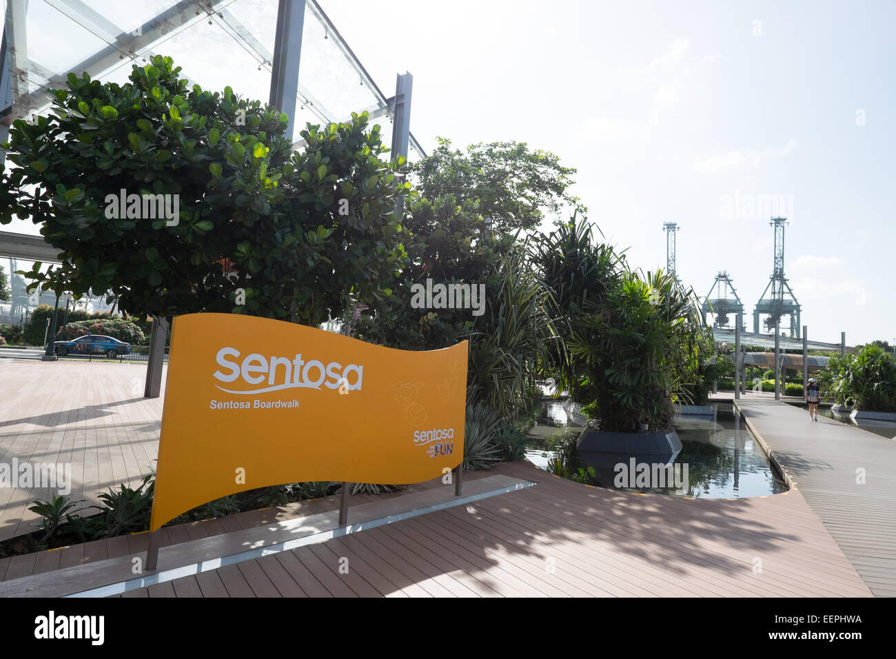 Sentosa Boardwalk, at Vivo City Mall in Singapore. Stock Photo