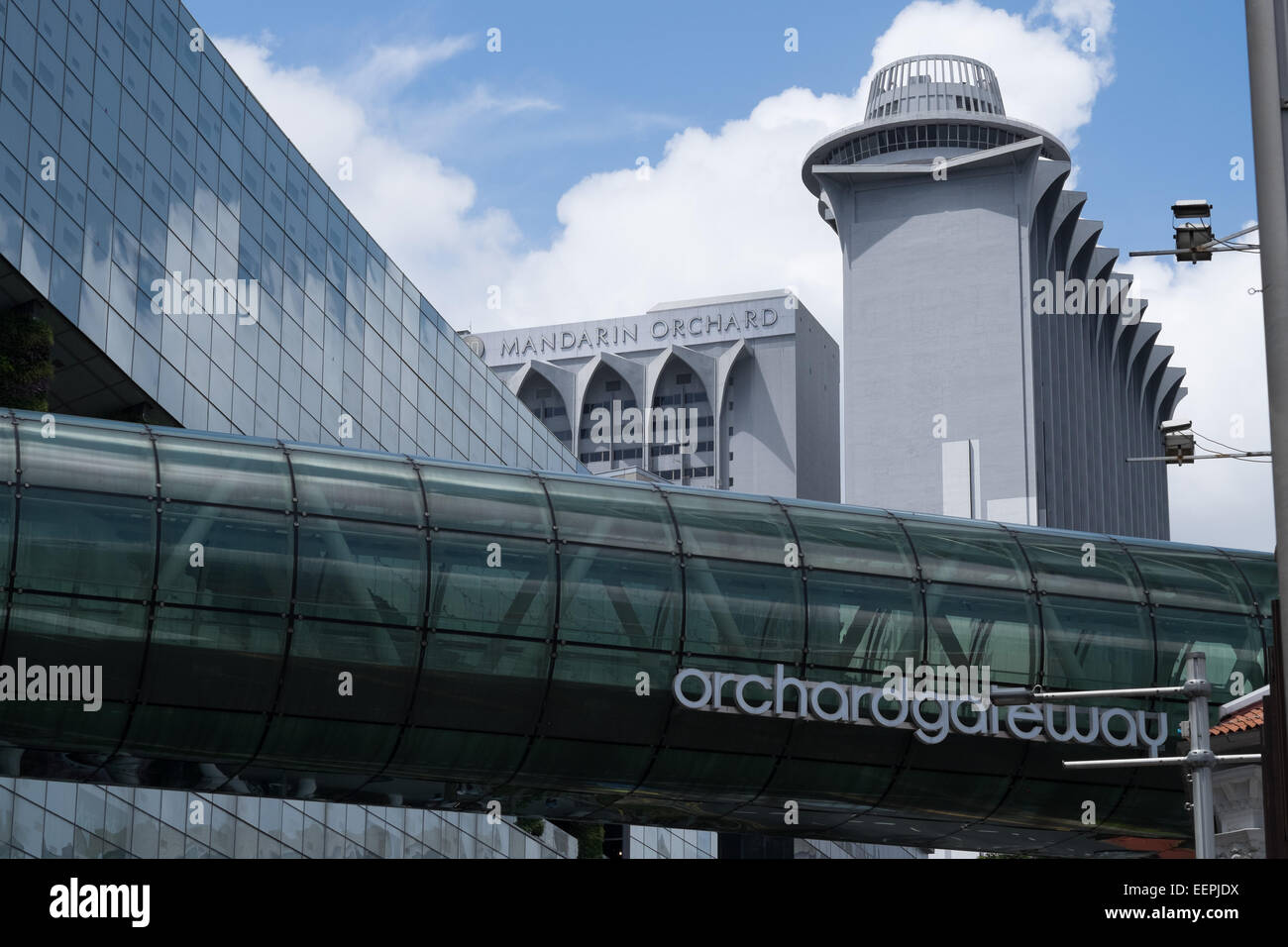 Orchard Gateway and the Mandarin Orchard Hotel on Orchard Road