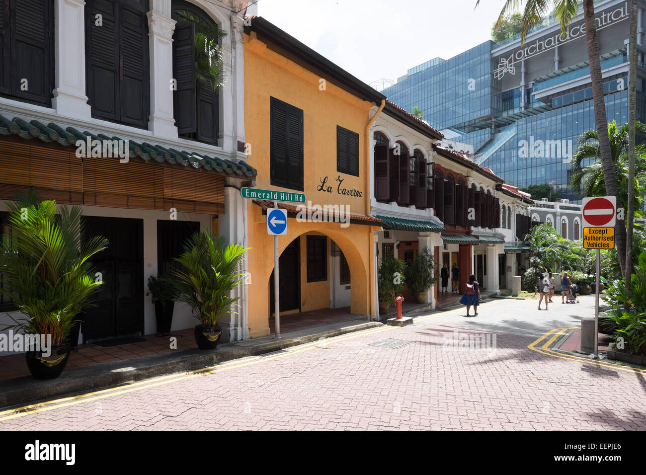 Colonial architecture in historic Emerald Hill in Singapore Stock Photo