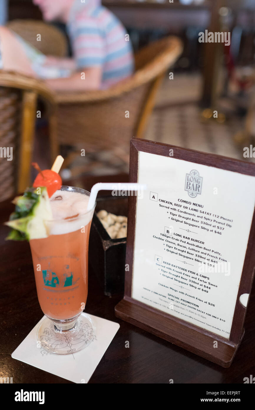 Inside the Long Bar of the Raffles Hotel in Singapore. Home of the Singapore Sling. Stock Photo