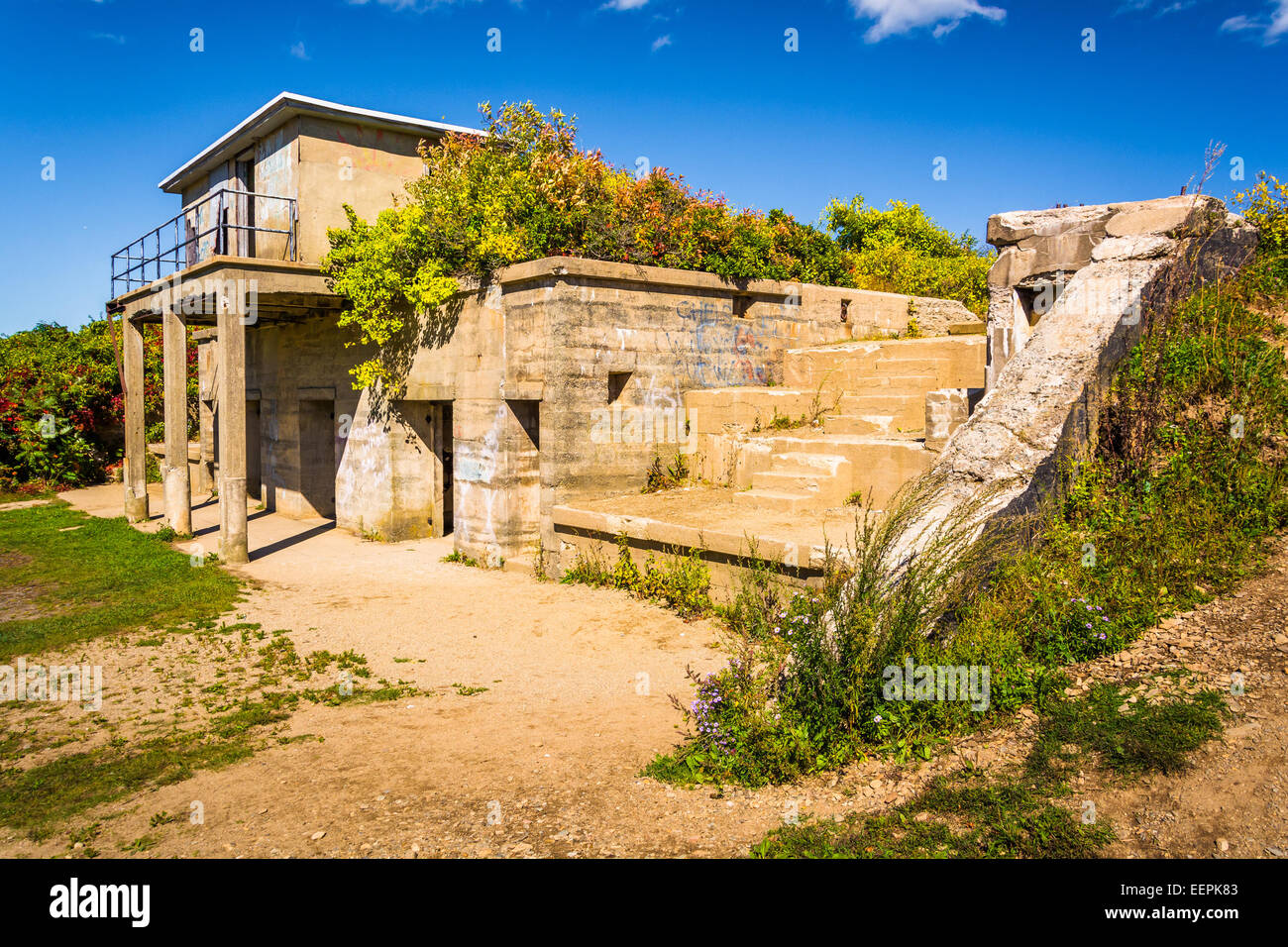Abandoned building at Fort Williams Park, in Cape Elizabeth, Maine. Stock Photo