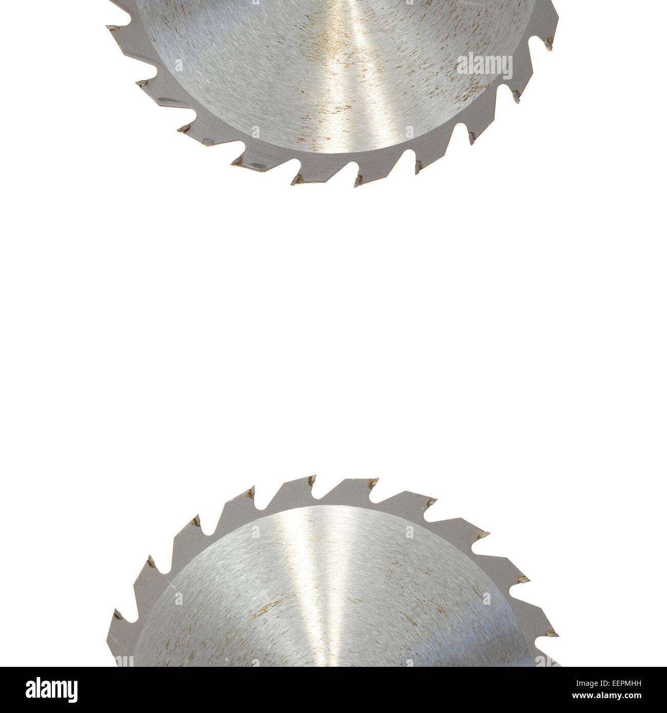 A close up shot of a circular saw blade Stock Photo