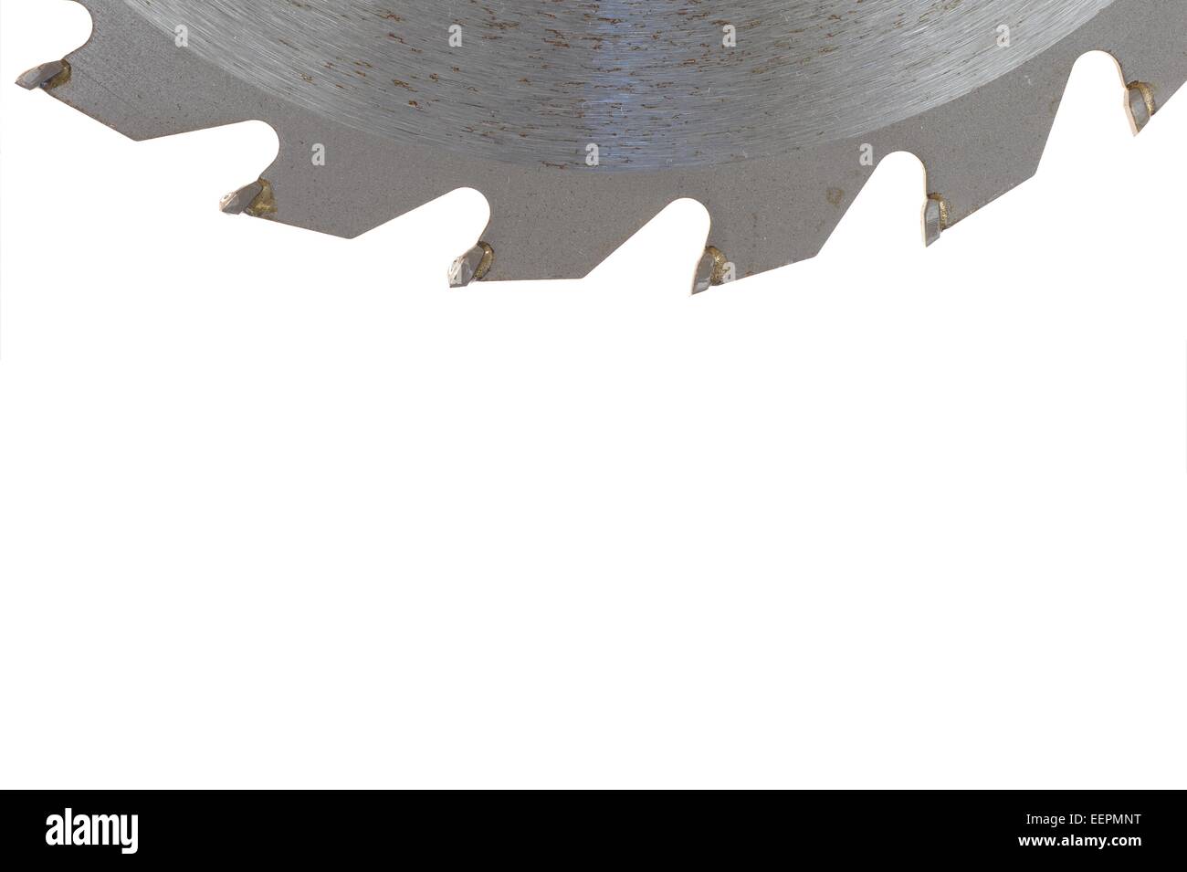 A close up shot of a circular saw blade Stock Photo
