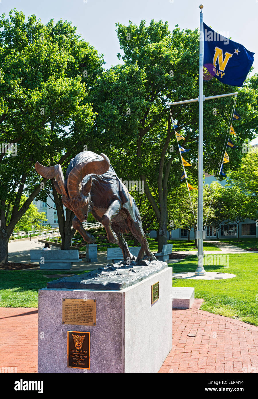 Maryland, Annapolis, United States Naval Academy, mascot 'Bill the Goat' sculpture Stock Photo