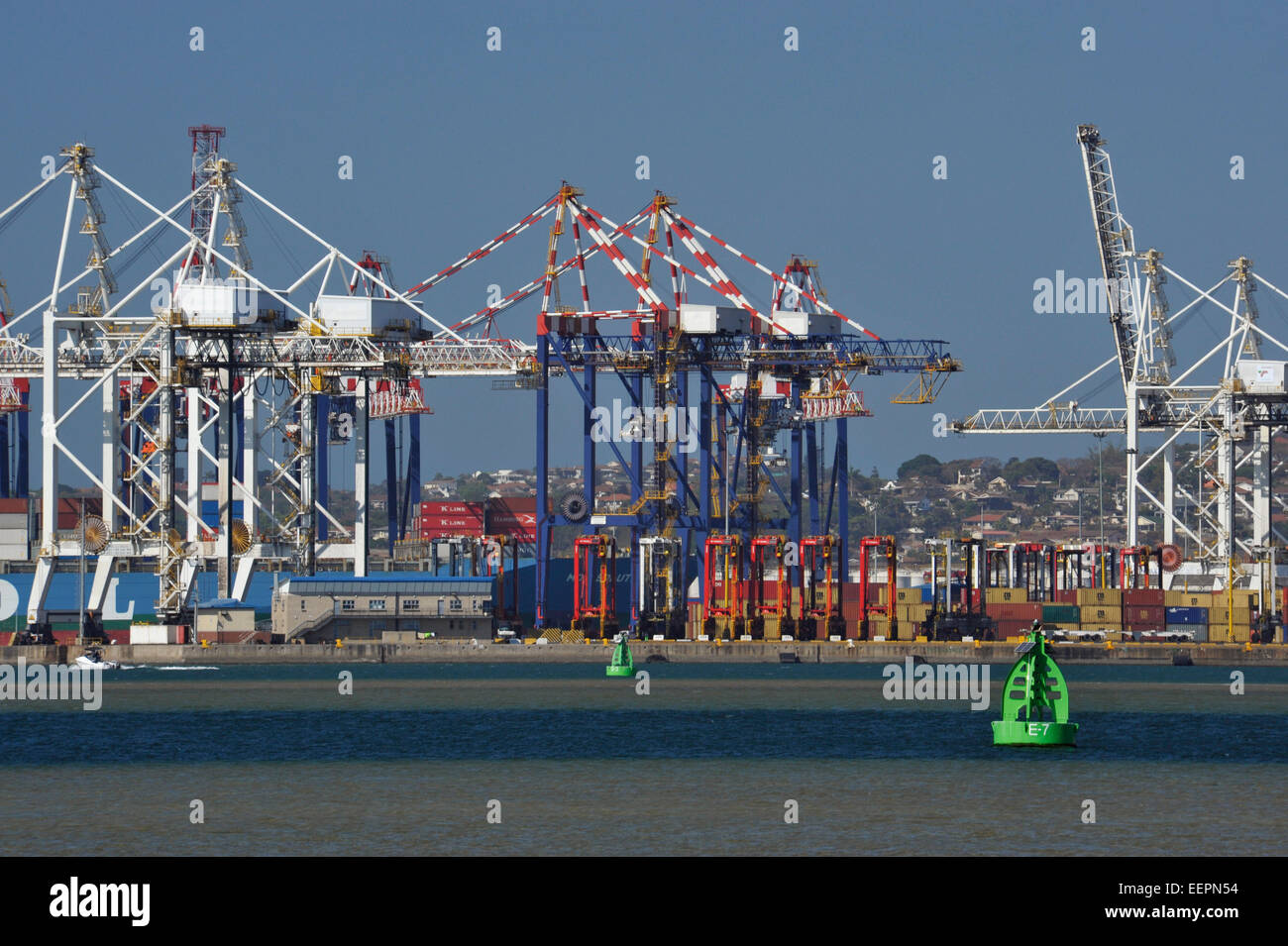 Industry landscape, dock, cargo ship container terminal, Durban harbour