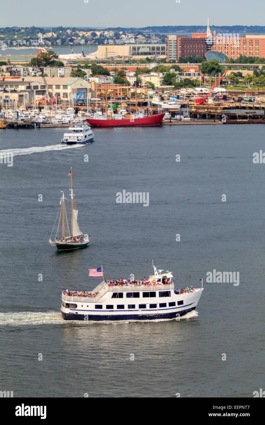 View of Provincetown ferry and commuter boat, East Boston, Boston