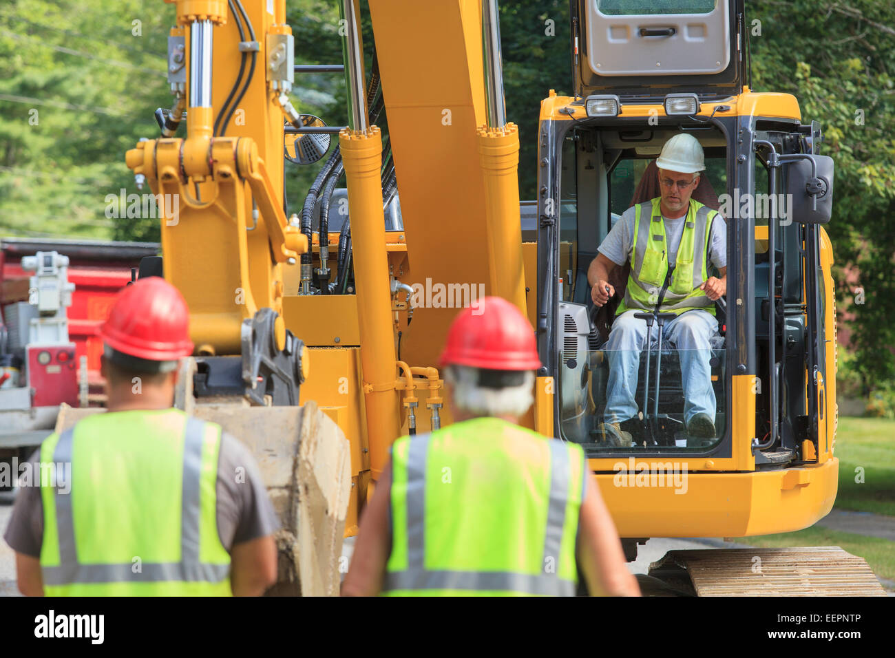 Heavy construction equipment operator in excavator Stock Photo Alamy