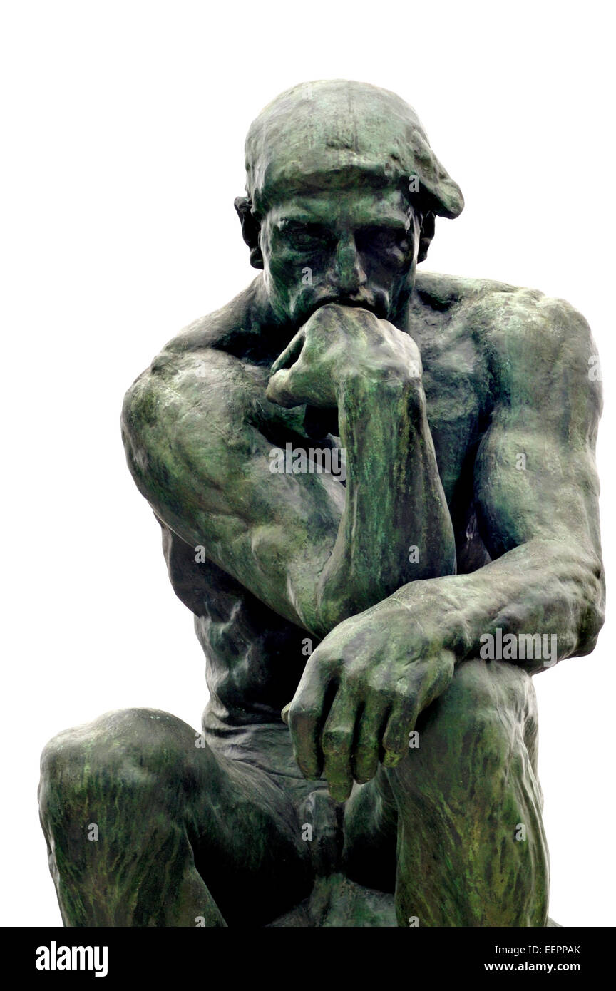 Paris, France. Musee Rodin in Rue de Varenne. 'The Thinker' statue in the museum park Stock Photo