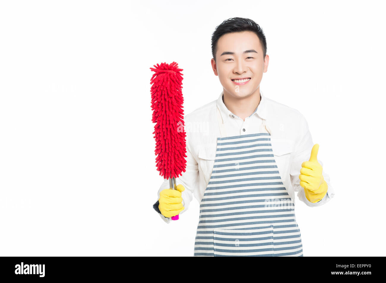 picture of male with cleaning sweep, white background Stock Photo Alamy
