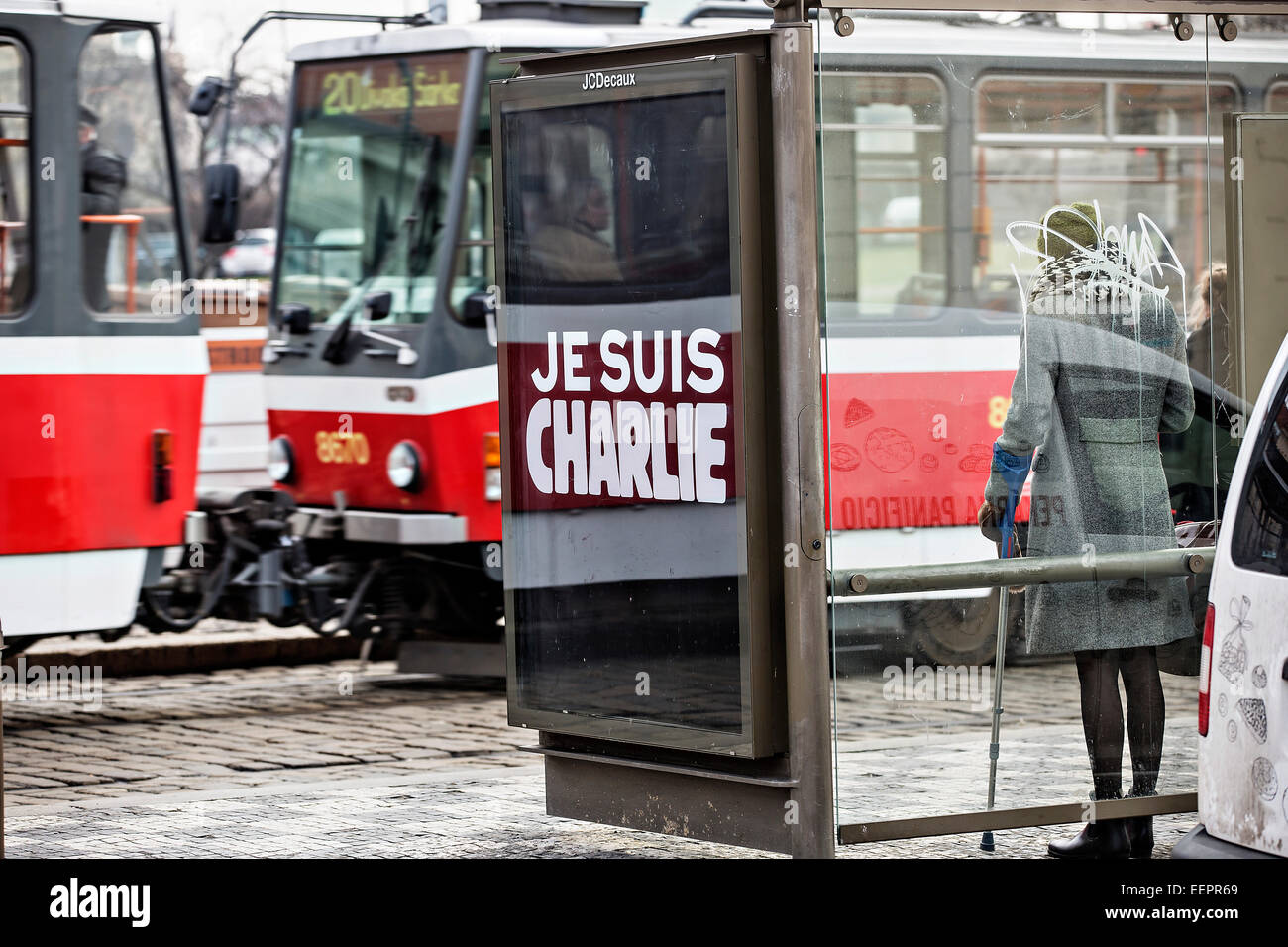 Newspaper stand, Charlie Hebdo, magazine Stock Photo