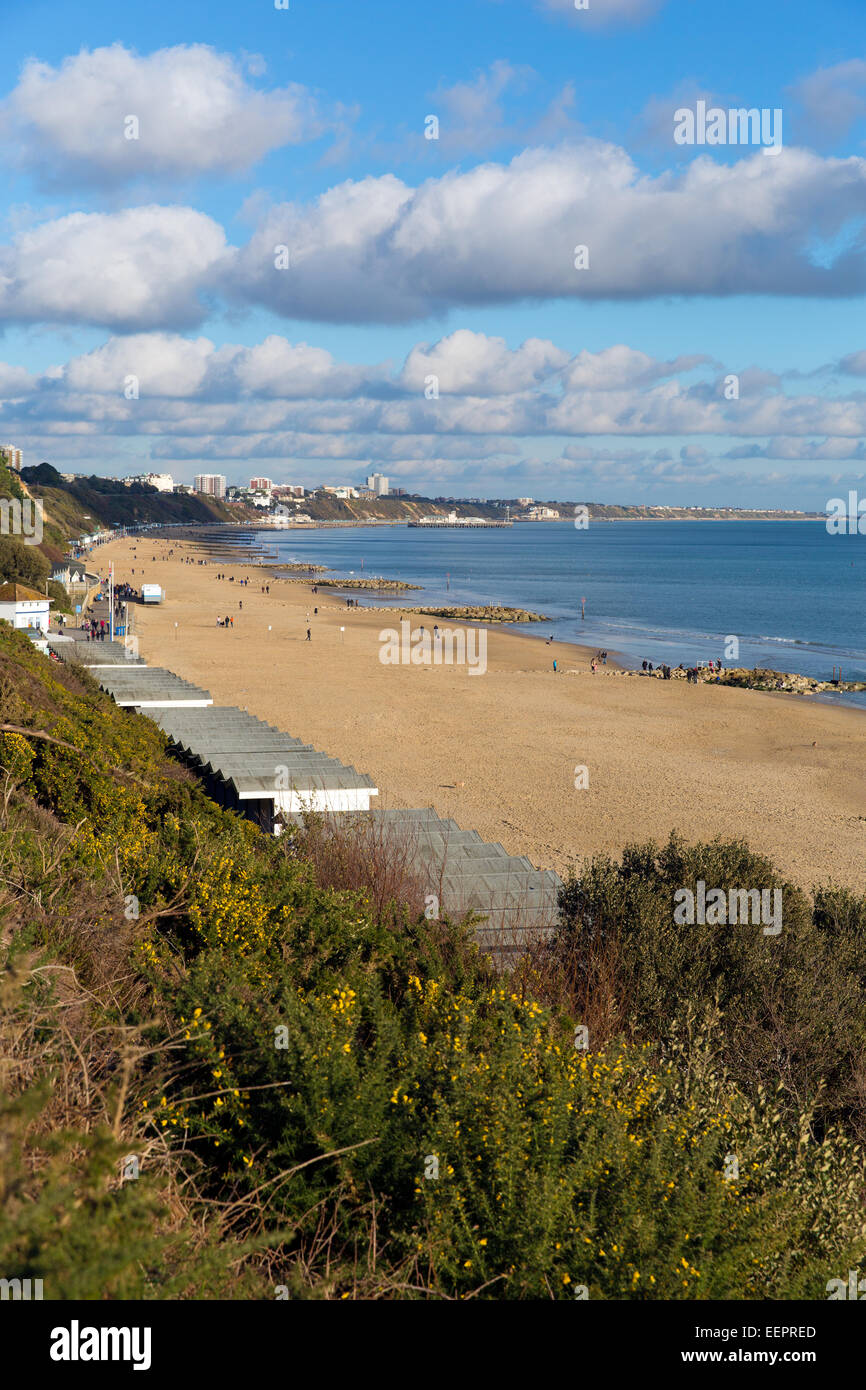 Branksome beach Poole Dorset England UK with blue sky near to Bournemouth known for beautiful sandy beaches Stock Photo