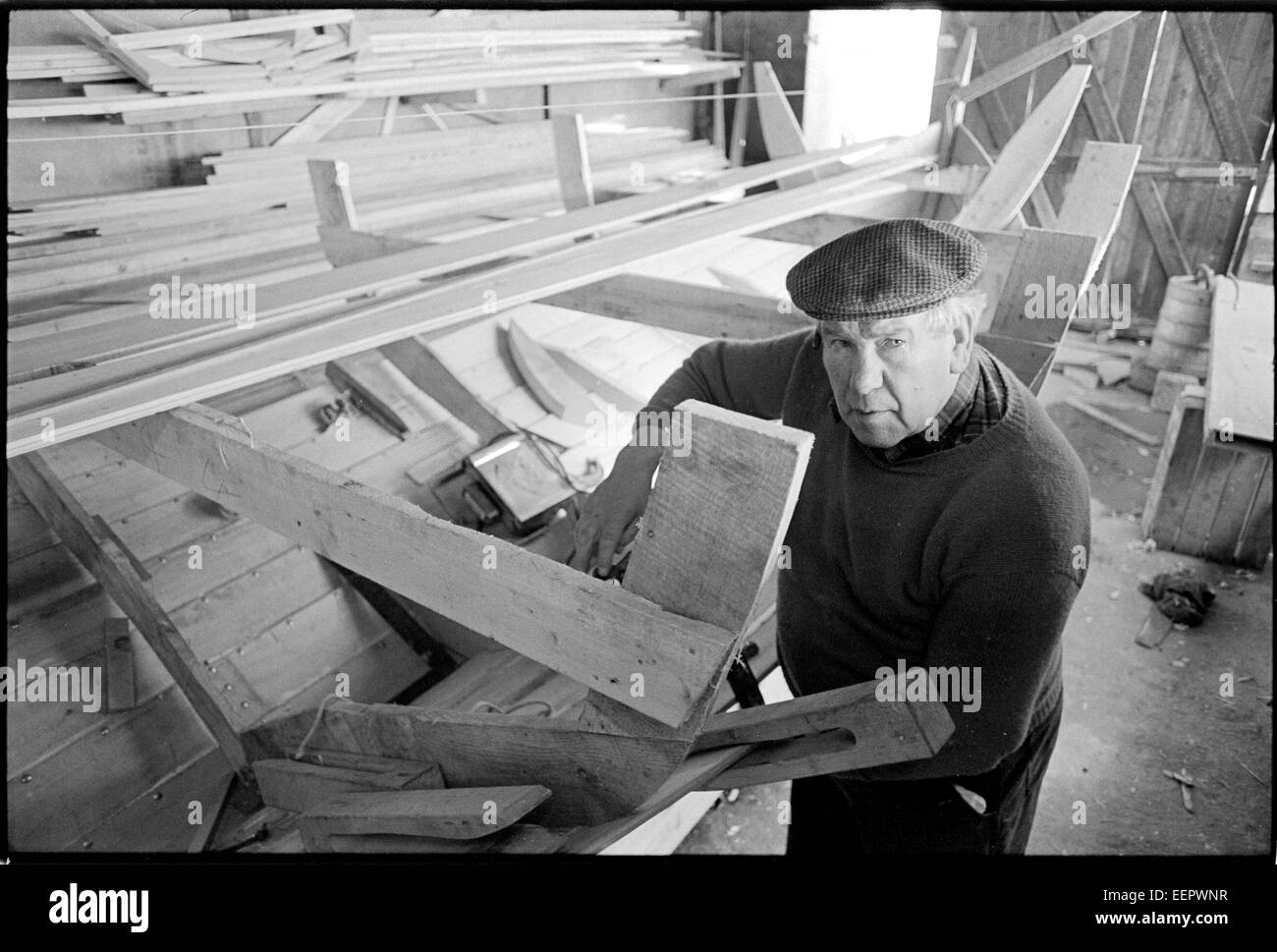 Boatbuilder, Shetland. Stock Photo