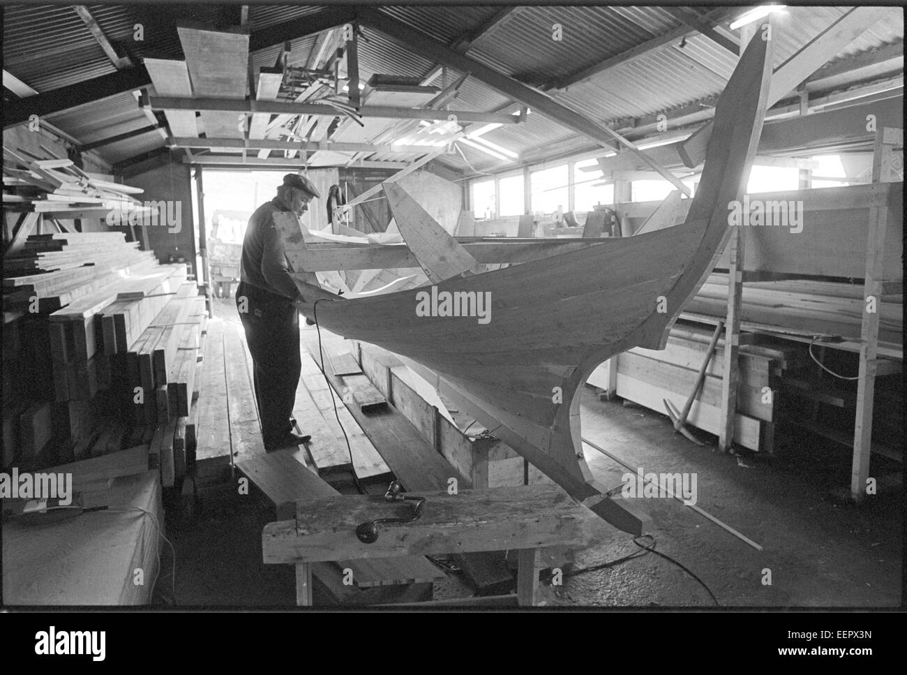 Boatbuilder, Shetland. Stock Photo