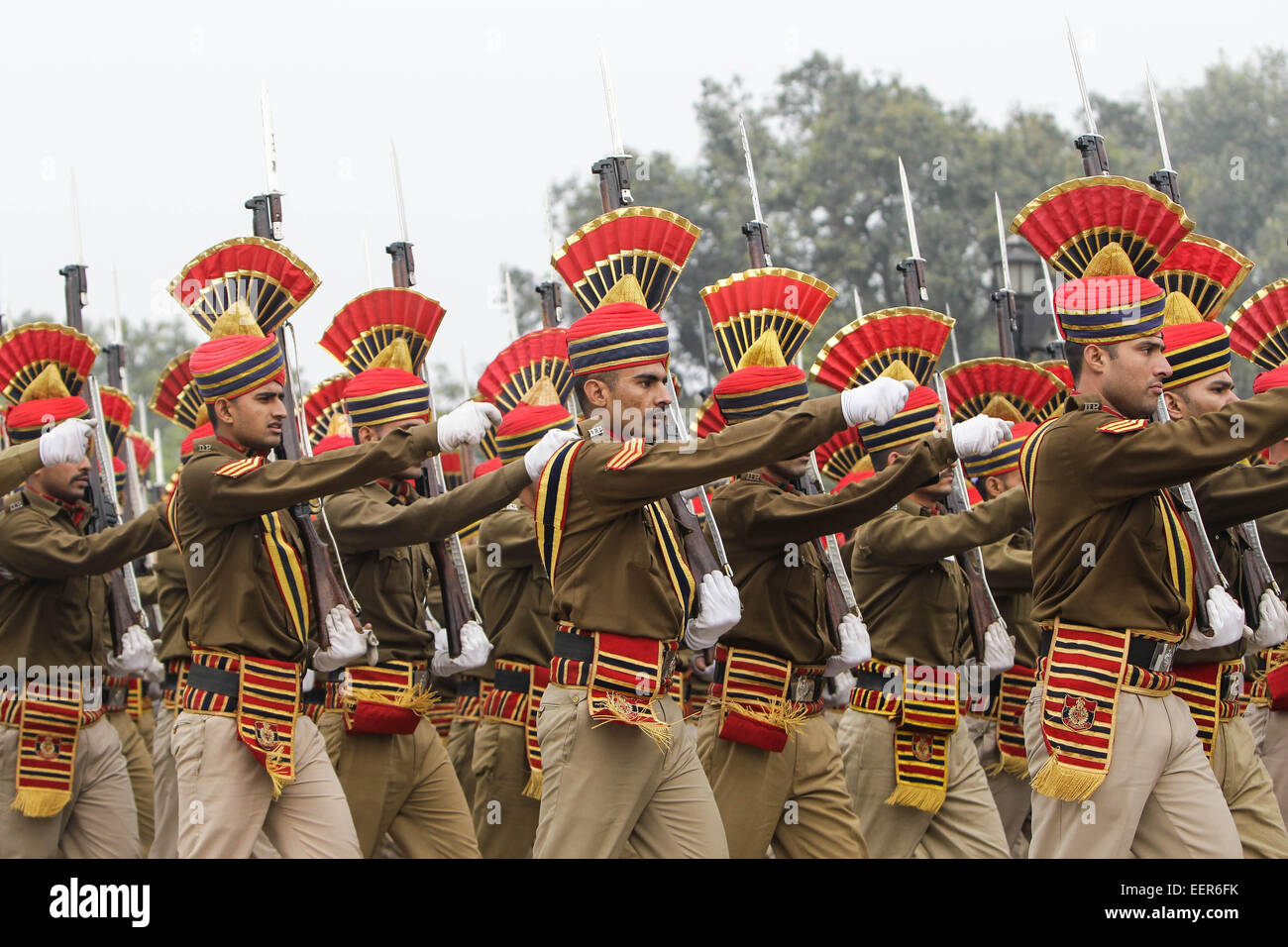 New Delhi India 21st Jan 2015 Indian Soldiers March During The New Delhi India 21st Jan 2015 Indian Soldiers March During The