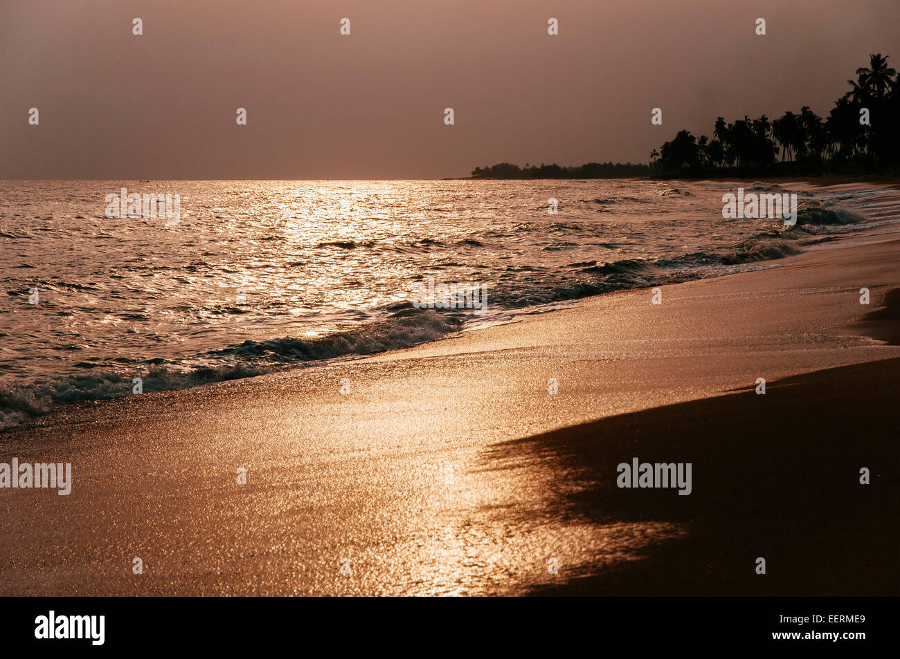 Sunset over Brenu beach, Ghana. Stock Photo