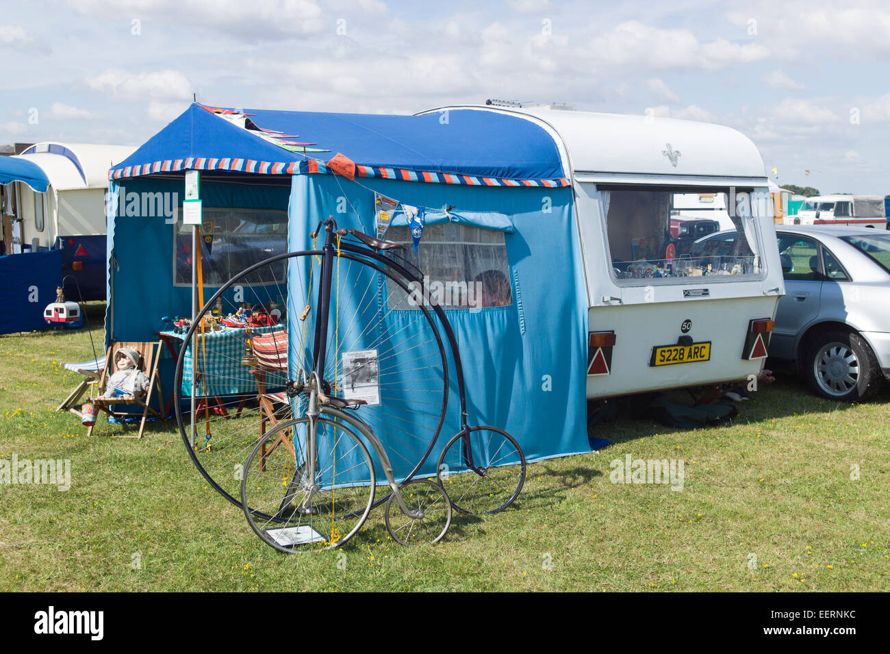 Penny Farthing bikes at an English show Stock Photo