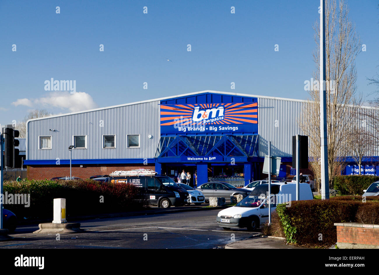 B&M Bargains discount superstore, Newport Road, Cardiff, Wales, UK. Stock Photo