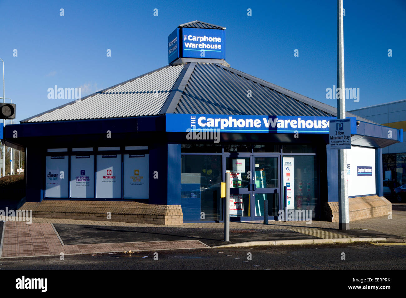 Carphone Warehouse Booth, Newport Road, Cardiff, Wales. Stock Photo