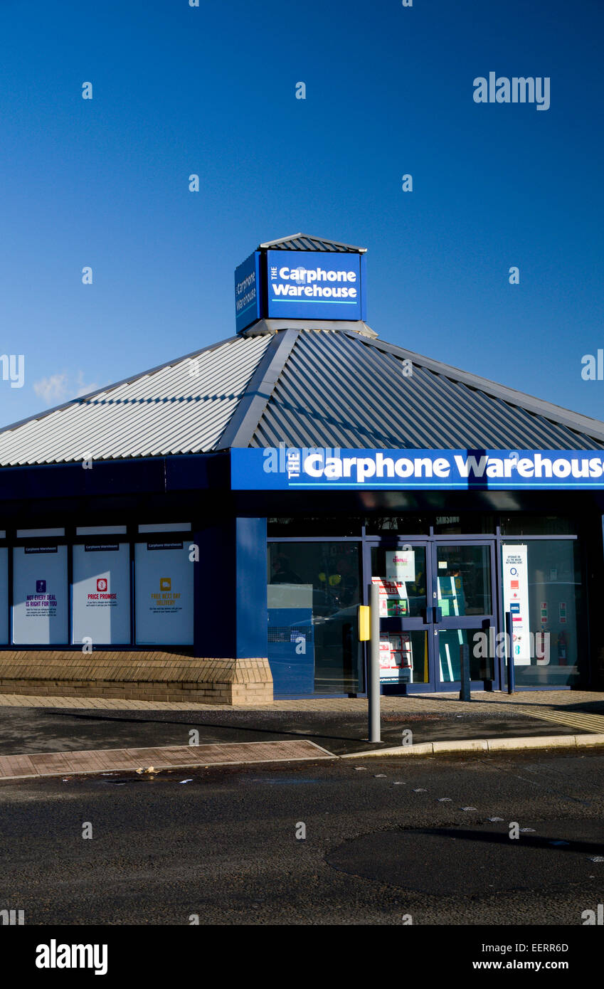 Carphone Warehouse Booth, Newport Road, Cardiff, Wales. Stock Photo