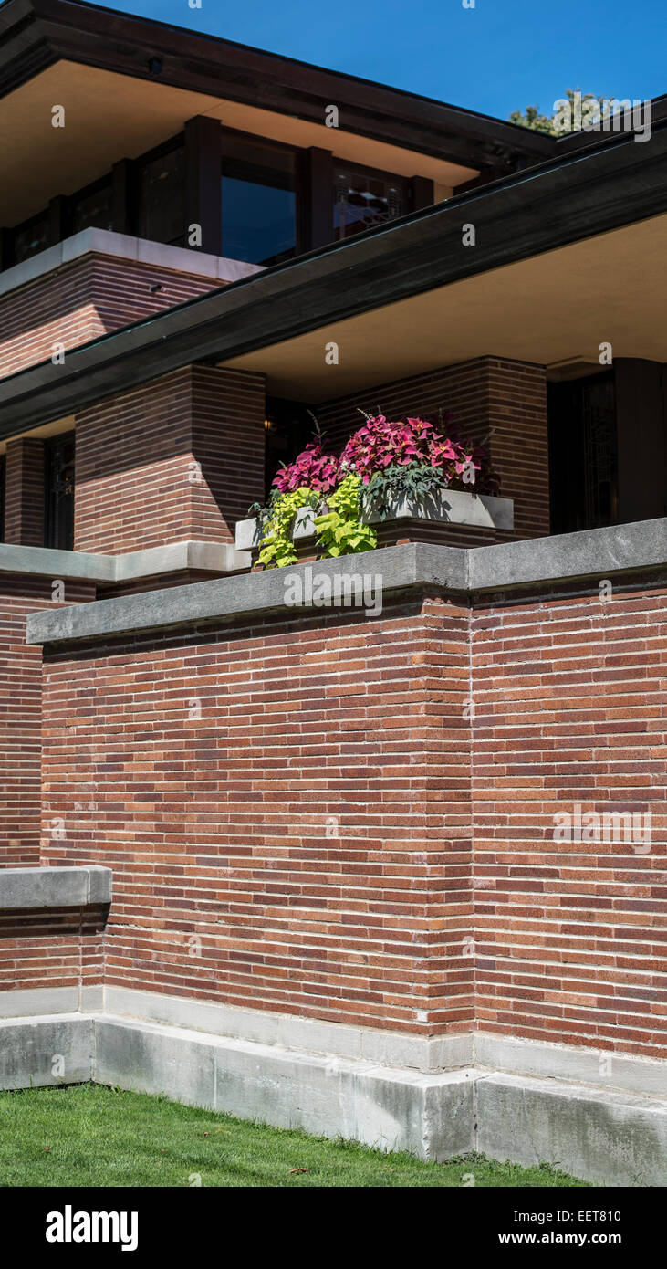 Chicago , classic and modern buildings ,The Robie Prairie House , Frank Lloyd Wright,exterior Stock Photo