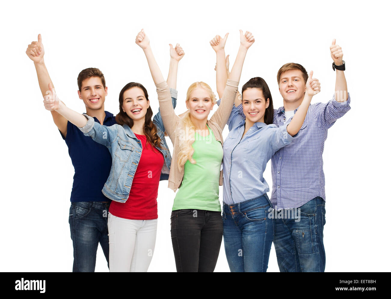 group of smiling students showing thumbs up Stock Photo - Alamy