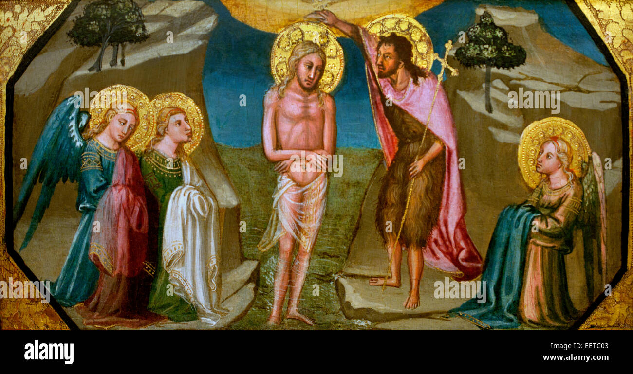 Baptism of Christ  by Bicci di Lorenzo (1373–1452)  Italy Italian Stock Photo