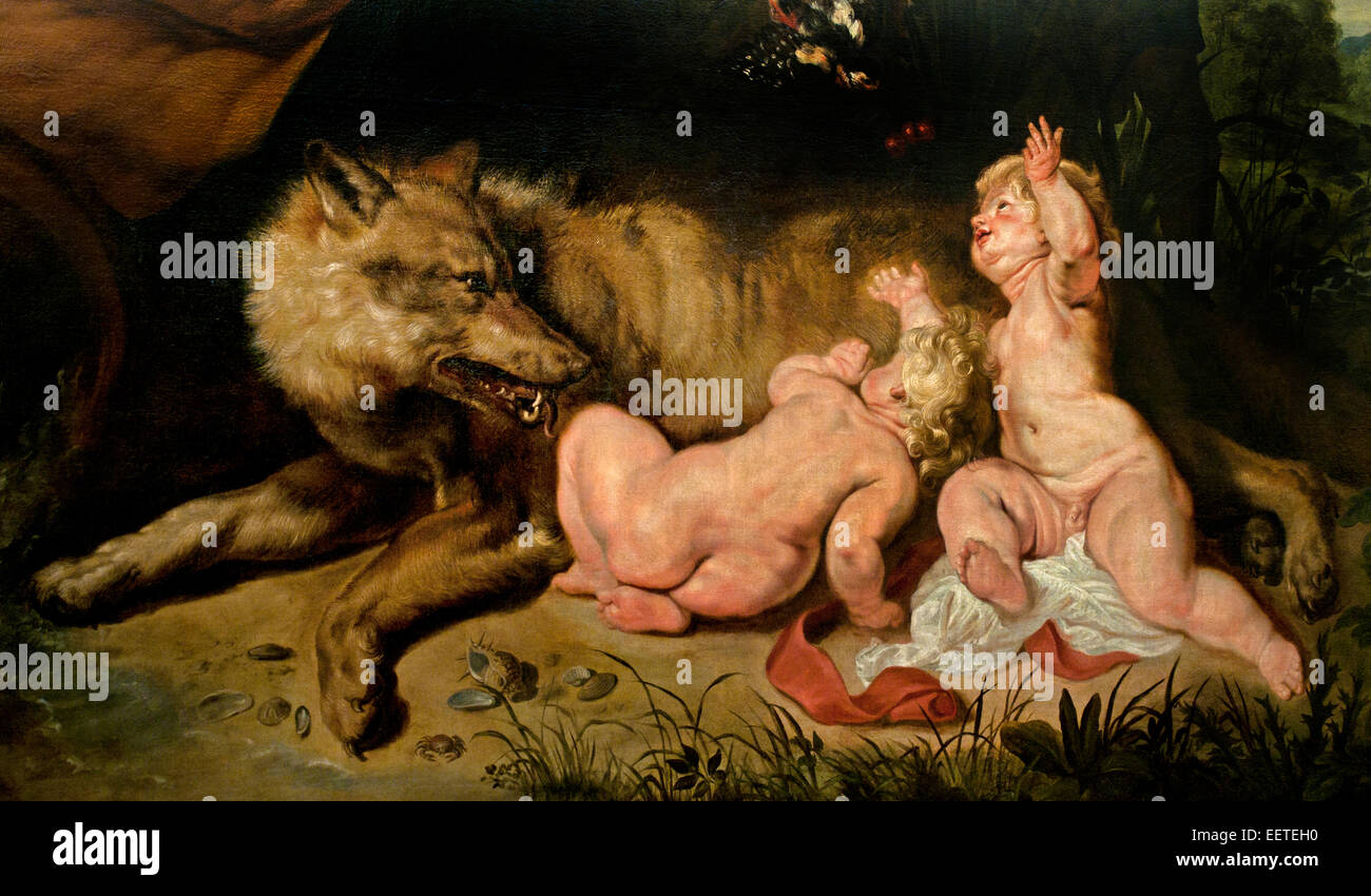 Romulus and Remus1615 - 1616  Peter Paul Rubens (1577–1640)  Flemish Belgian Belgium  ( twin brothers and main characters of Rome's foundation myth ) Stock Photo