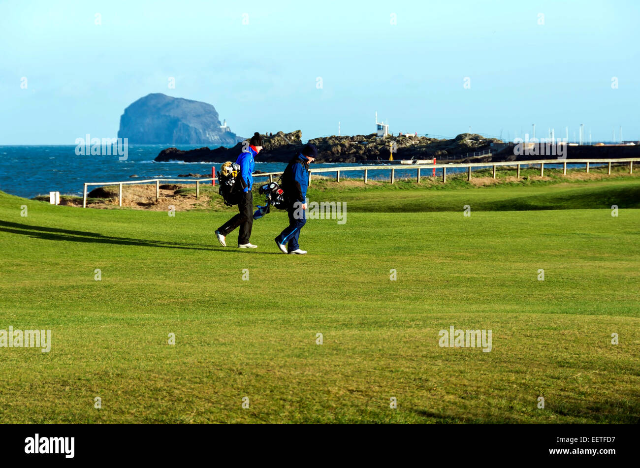 Golfers on the 18th hole of the West Links Golf Course at North berwick