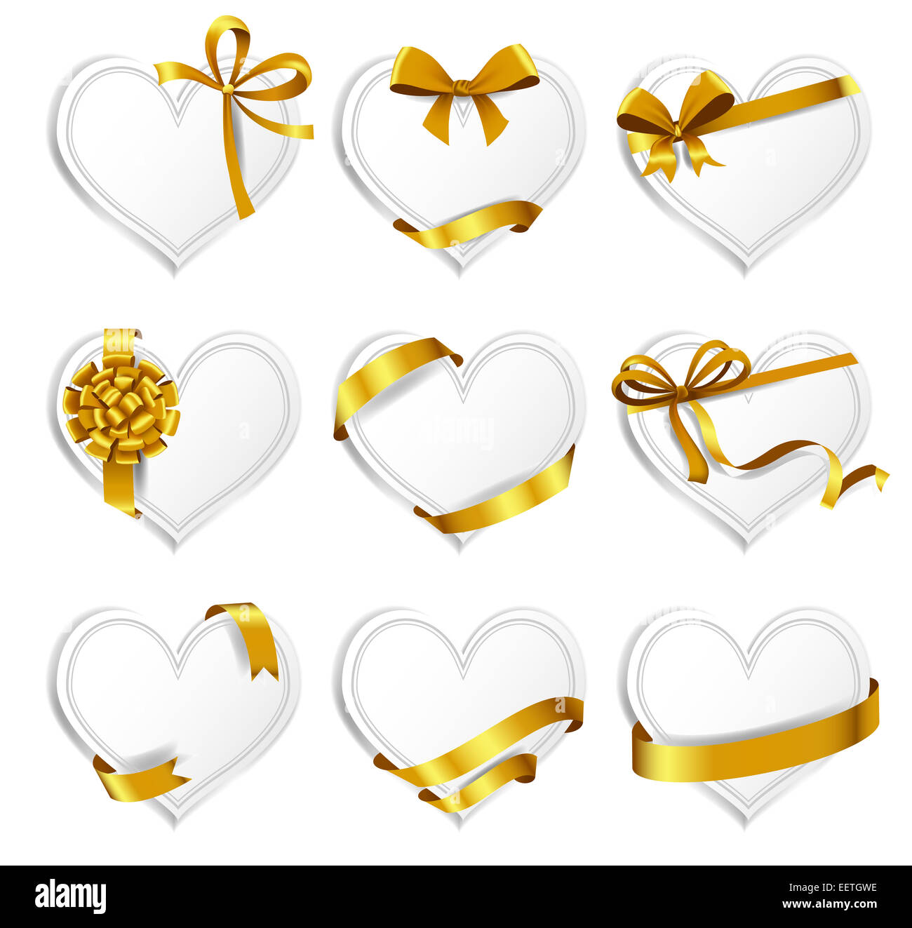 Heart-shaped red cards Stock Photo