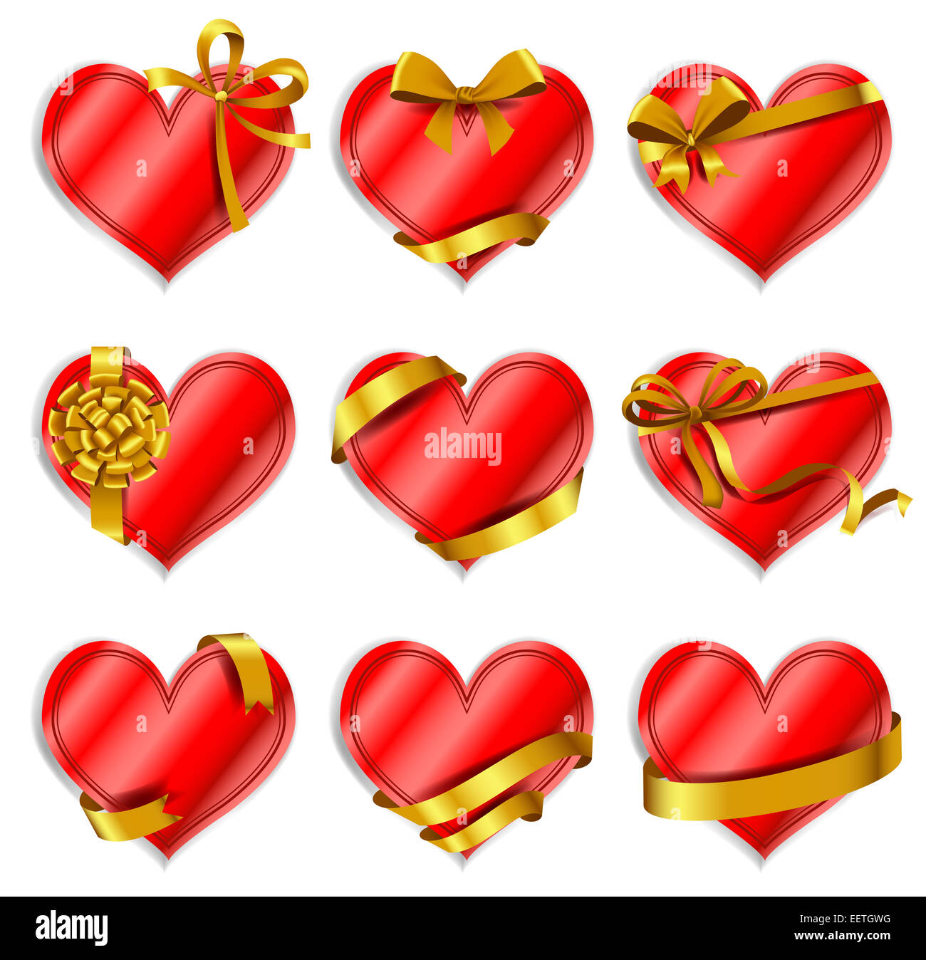Heart-shaped red cards Stock Photo