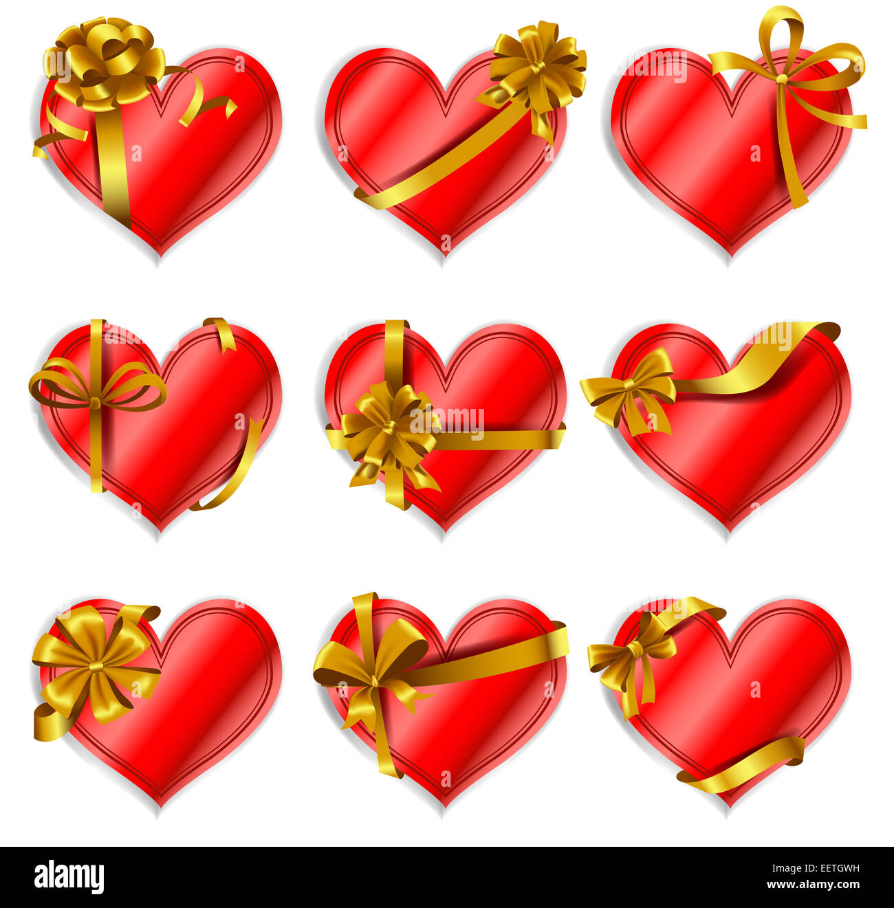 Heart-shaped red cards Stock Photo