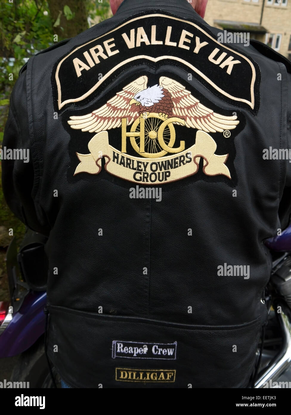 Harley Davidson leather jacket. Stock Photo