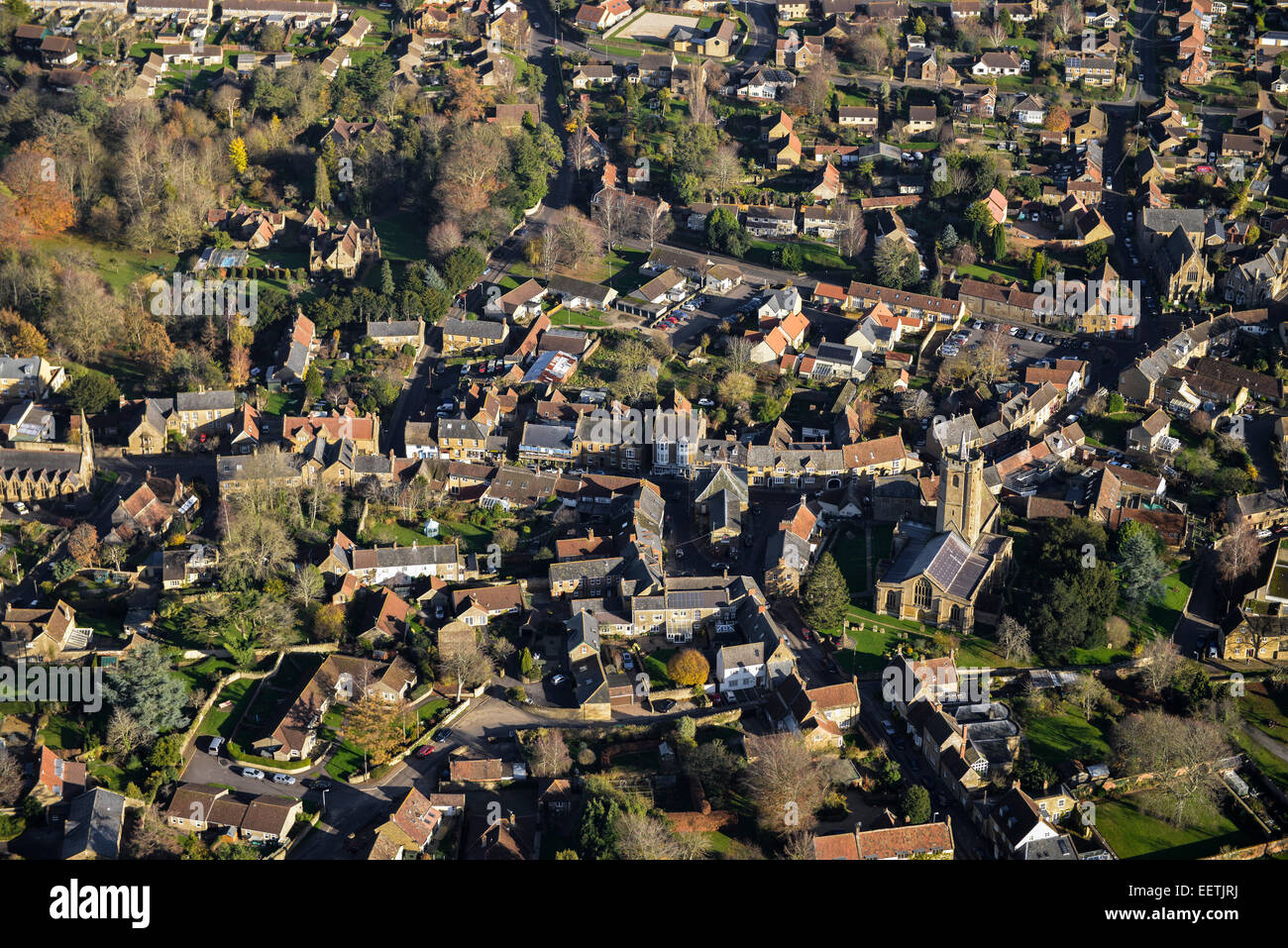 An aerial view showing the centre of the Somerset village of South