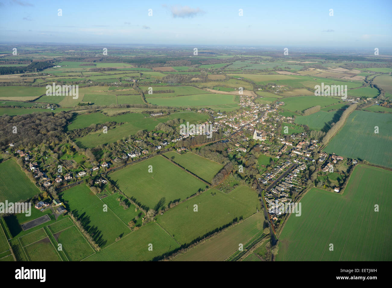 An aerial view of the East Kent village of Elham and surrounding ...