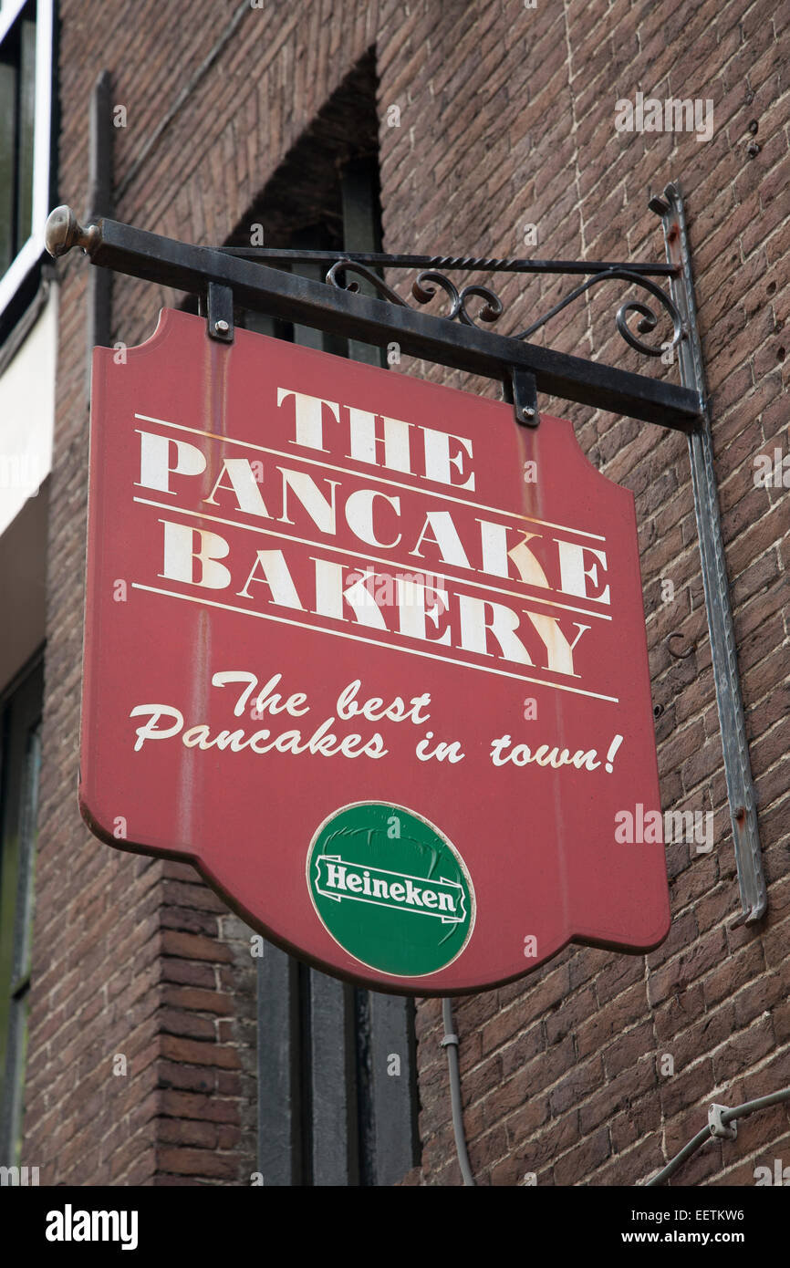 The Pancake Bakery Sign, Jordan District, Holland, Amsterdam Stock