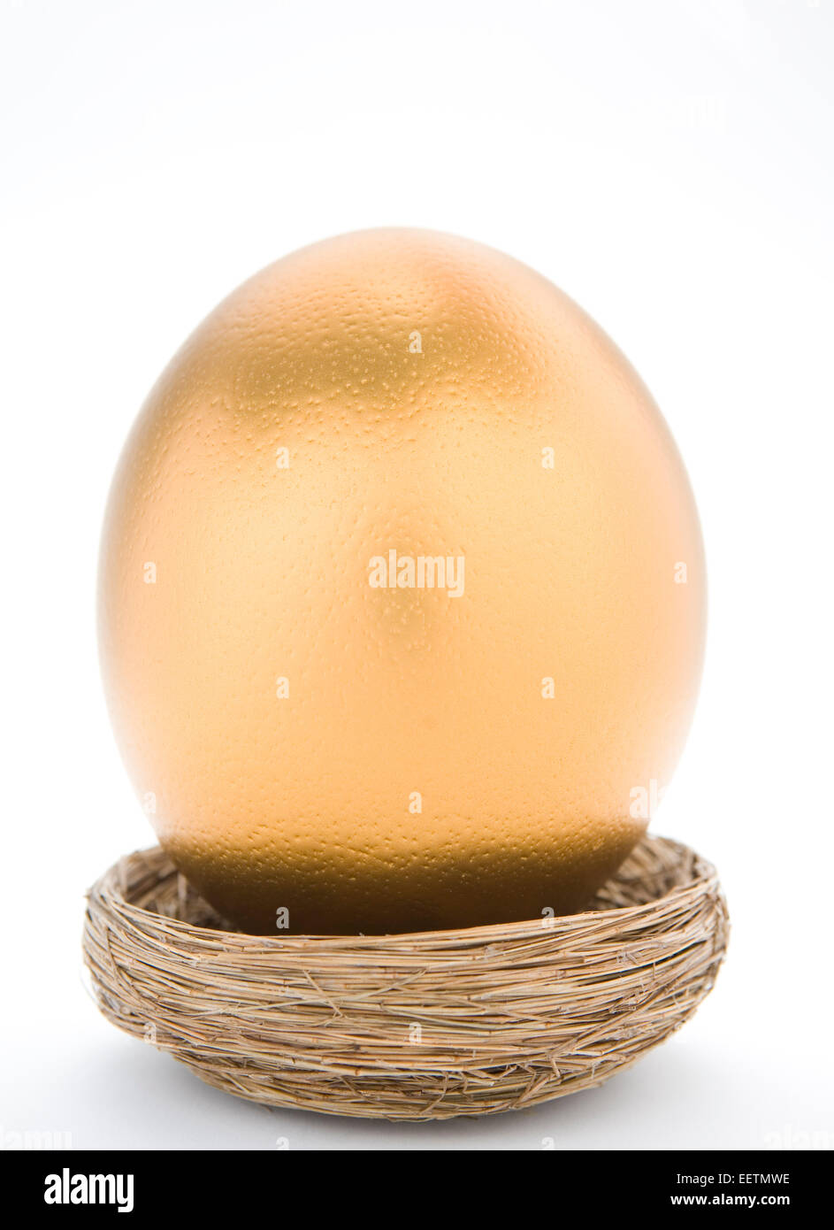 Large Golden Egg In Nest Stock Photo - Alamy