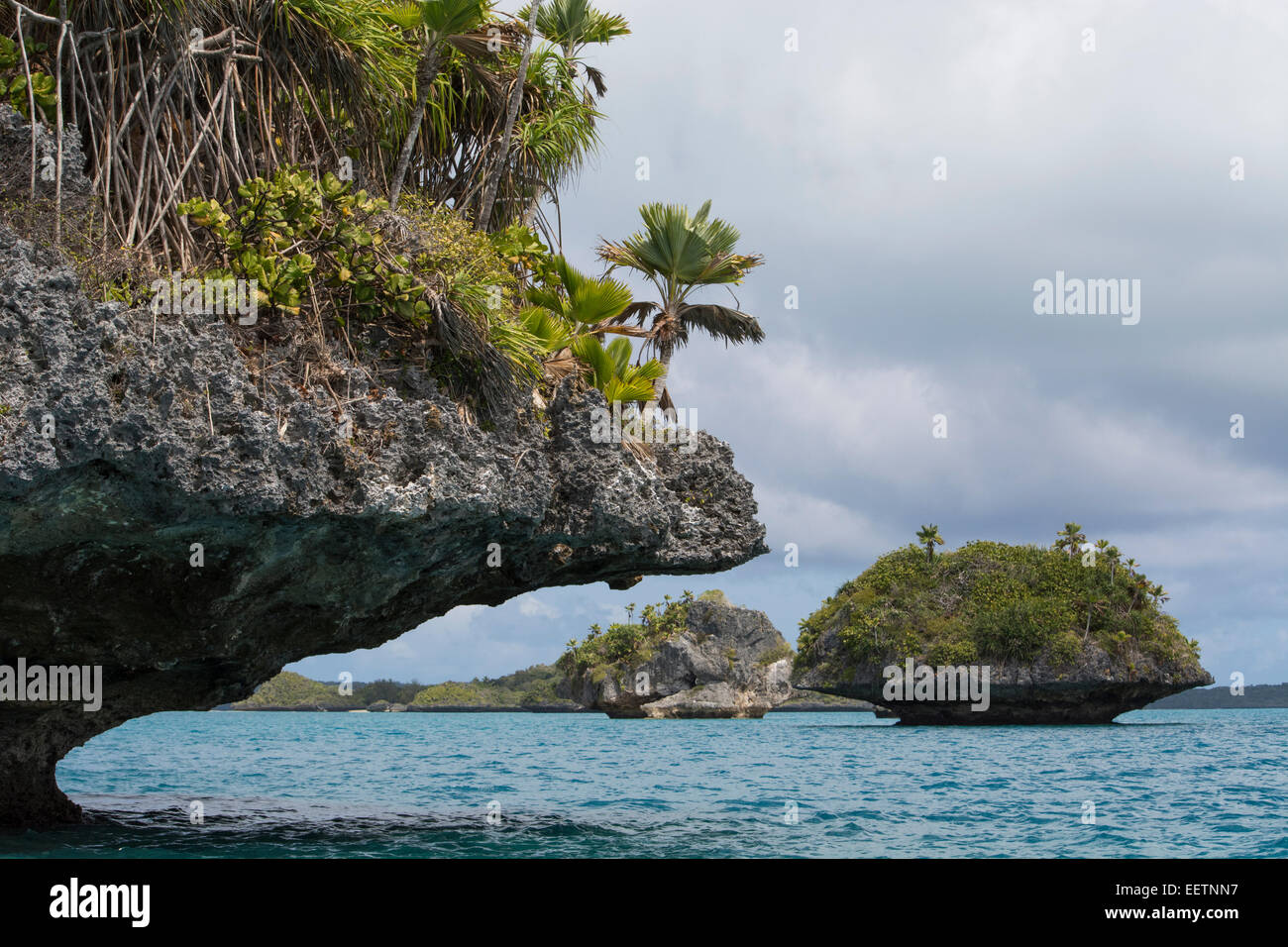 Fiji, Southern Lau Group, Island of Fulanga. Scenic lagoon located inside volcanic caldera. Stock Photo