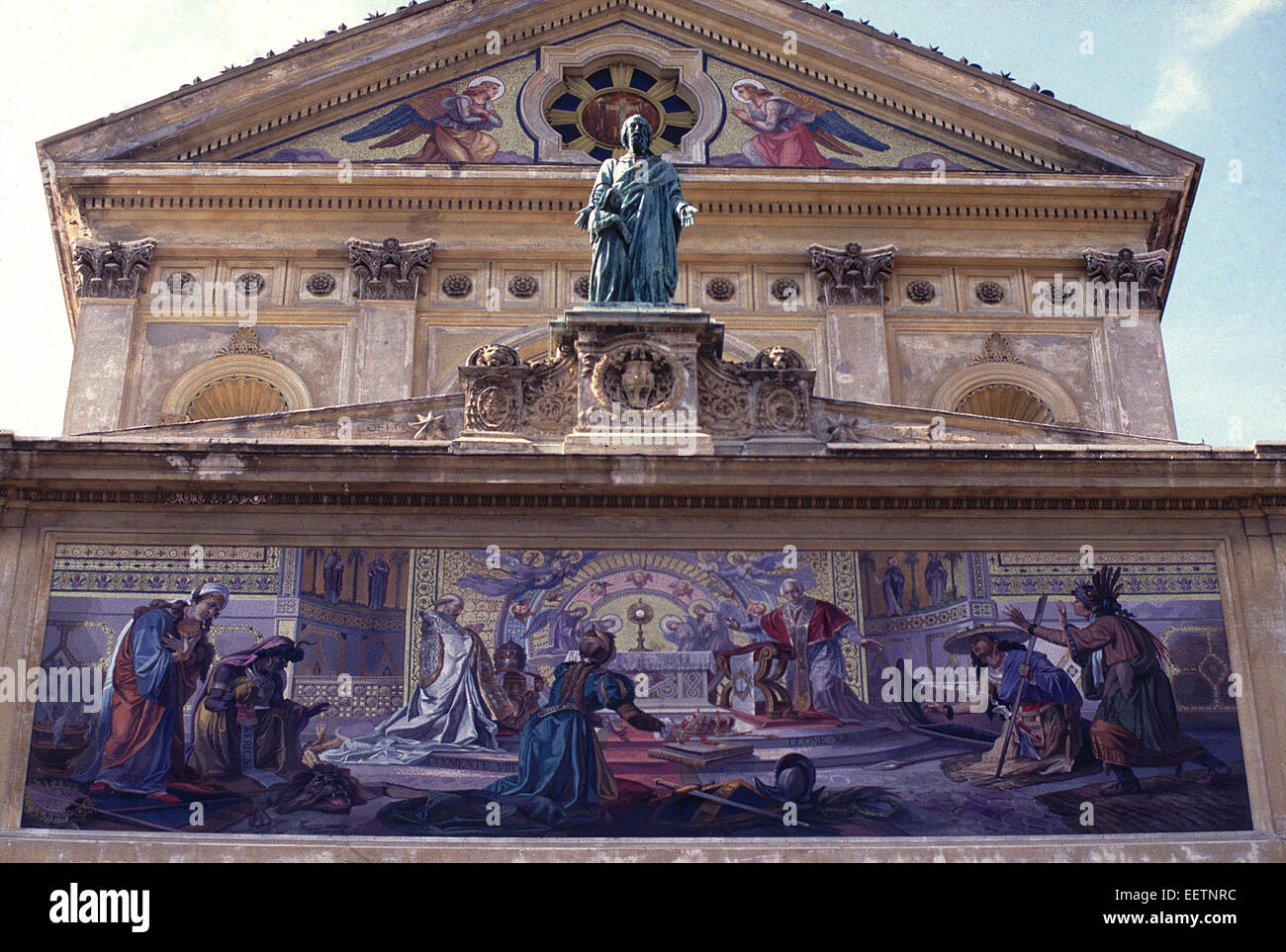 exterior fresco to the church San Gioacchino in central Rome Stock Photo