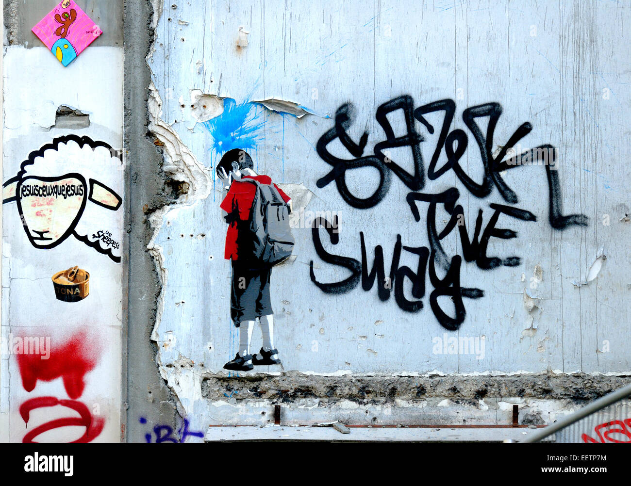 Paris, France. Graffiti in Rue du Colonel Driant (1st Arr) Stock Photo