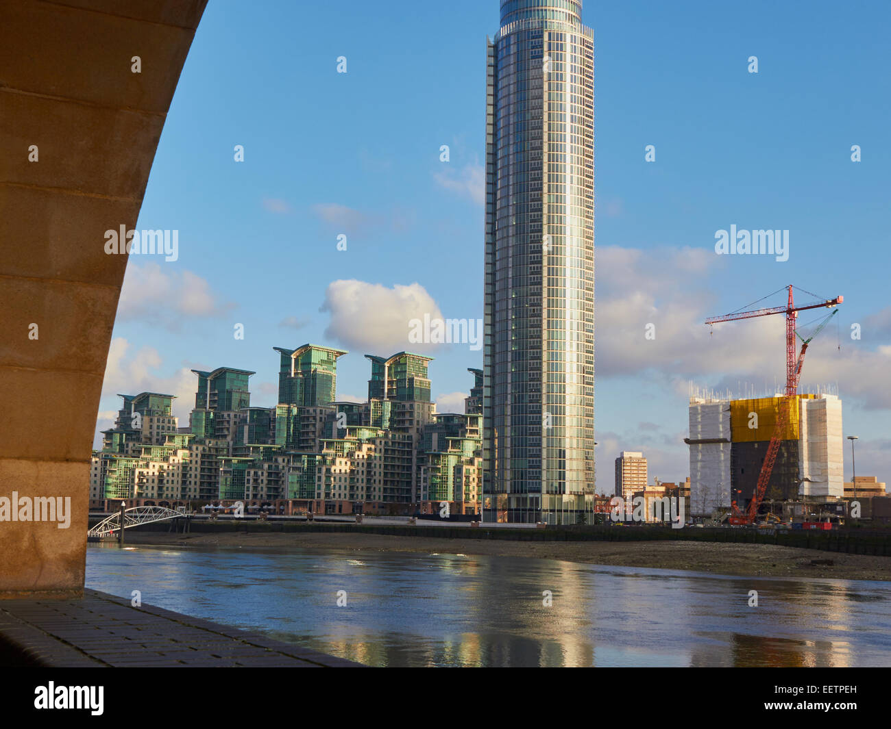 St George Wharf Tower luxury riverside apartments west London England Europe Stock Photo