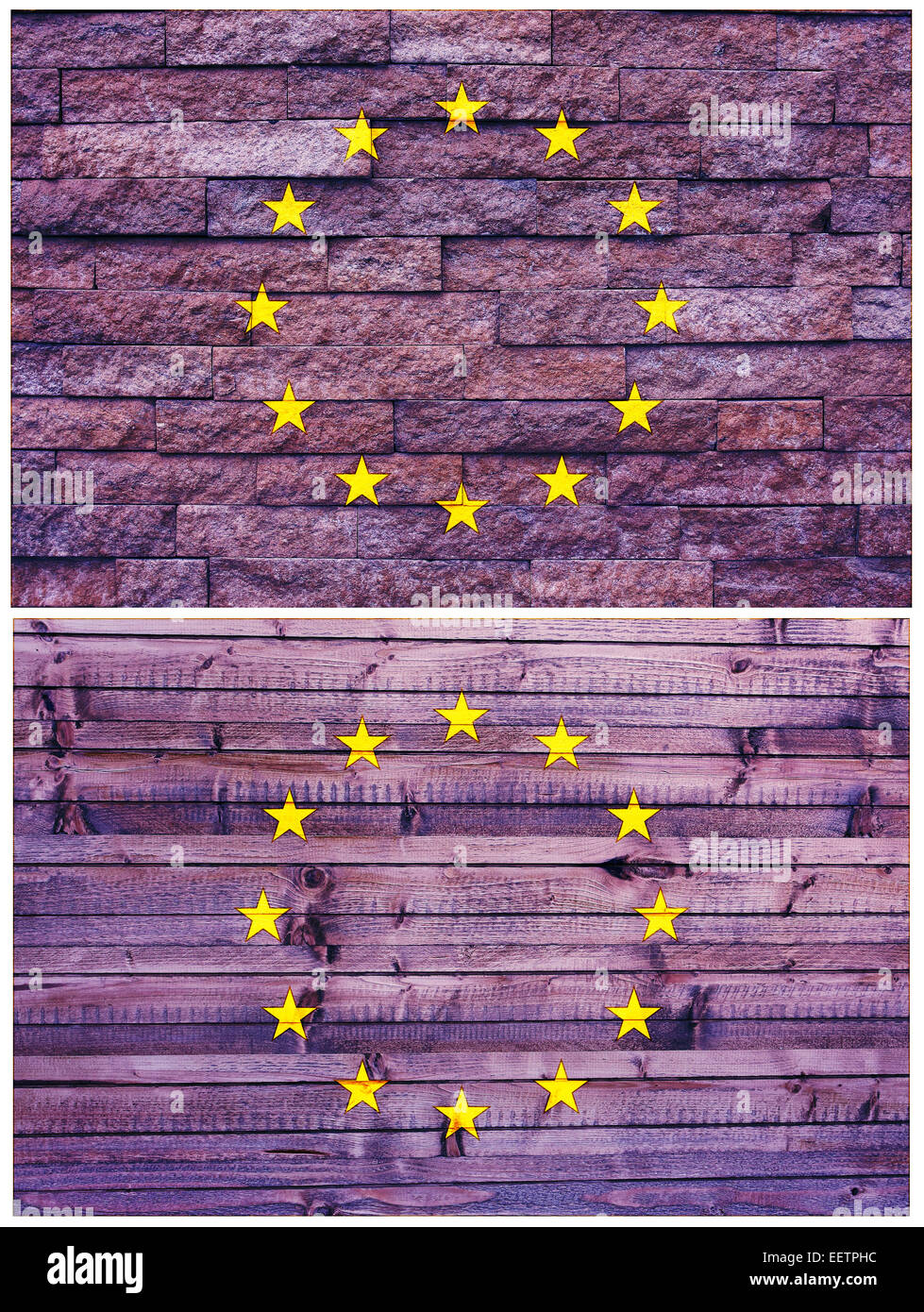 Vintage wall flag of European Union Stock Photo