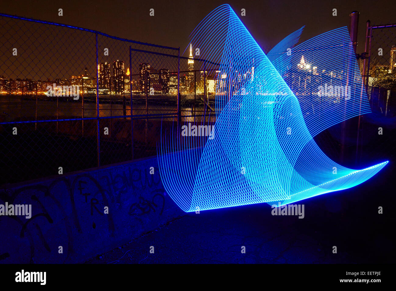 Light painting shapes on the river Stock Photo - Alamy