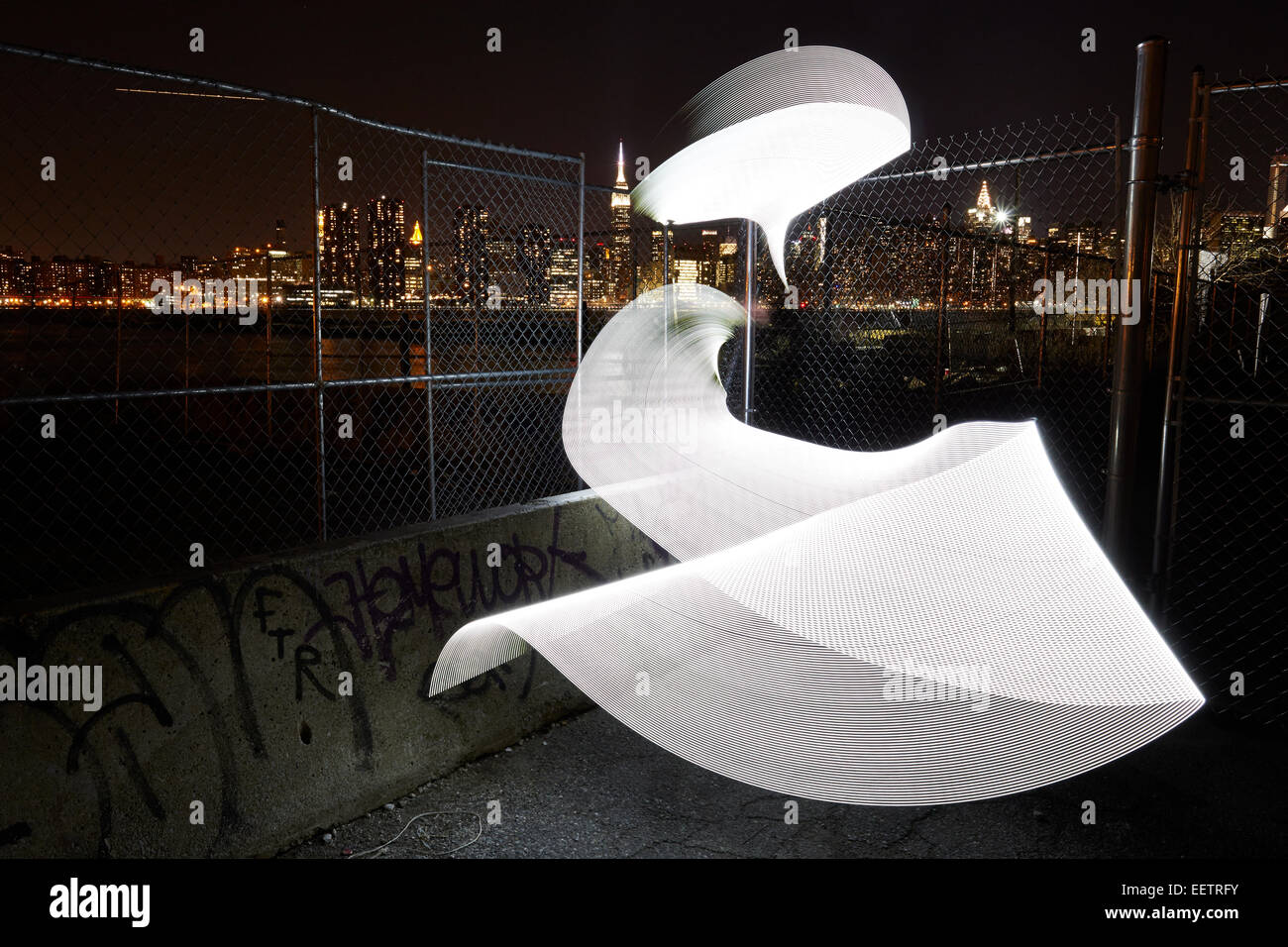 Light painting shapes on the river Stock Photo - Alamy