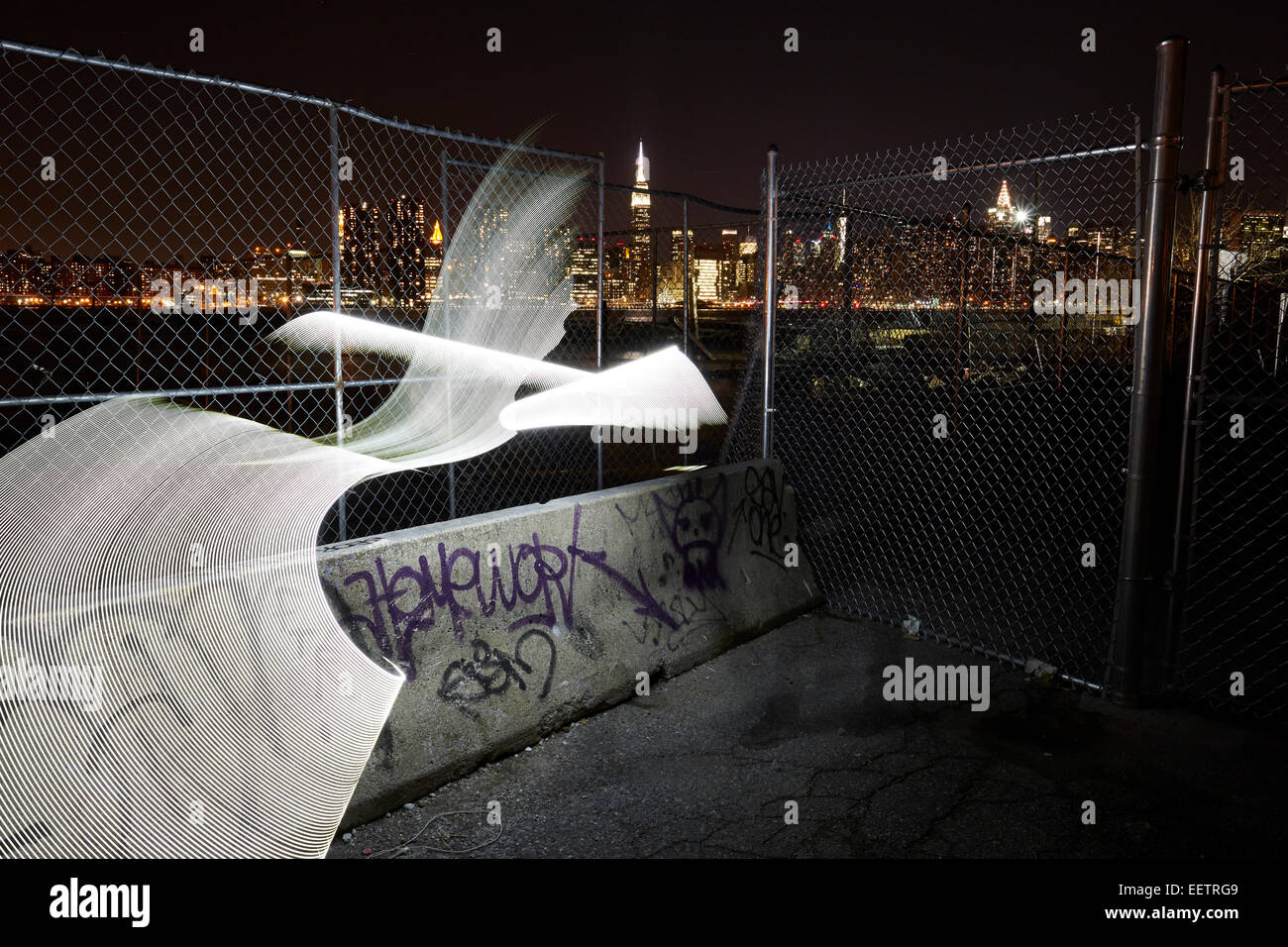 Light painting shapes on the river Stock Photo - Alamy