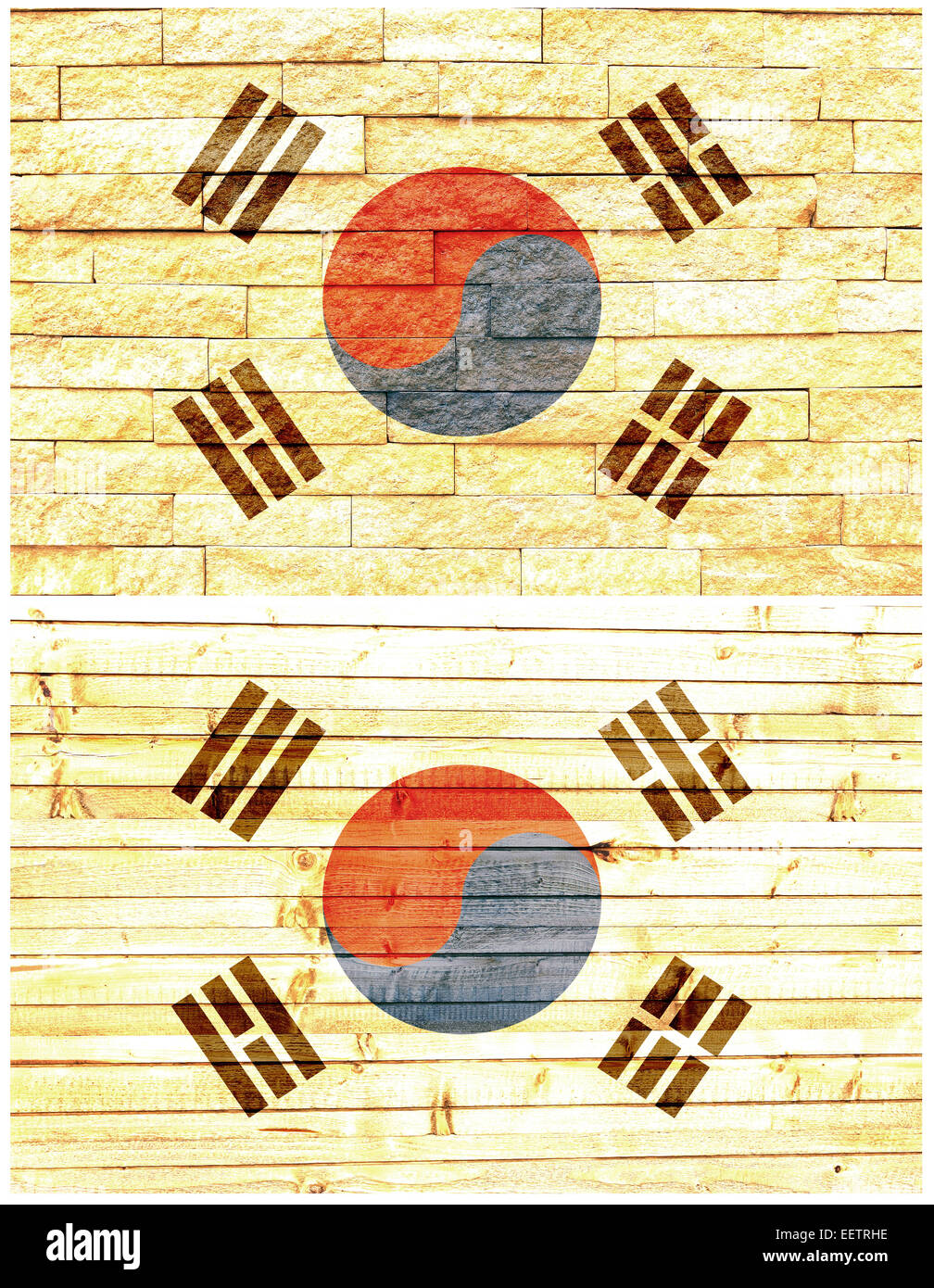 Vintage wall flag of South Korea Stock Photo