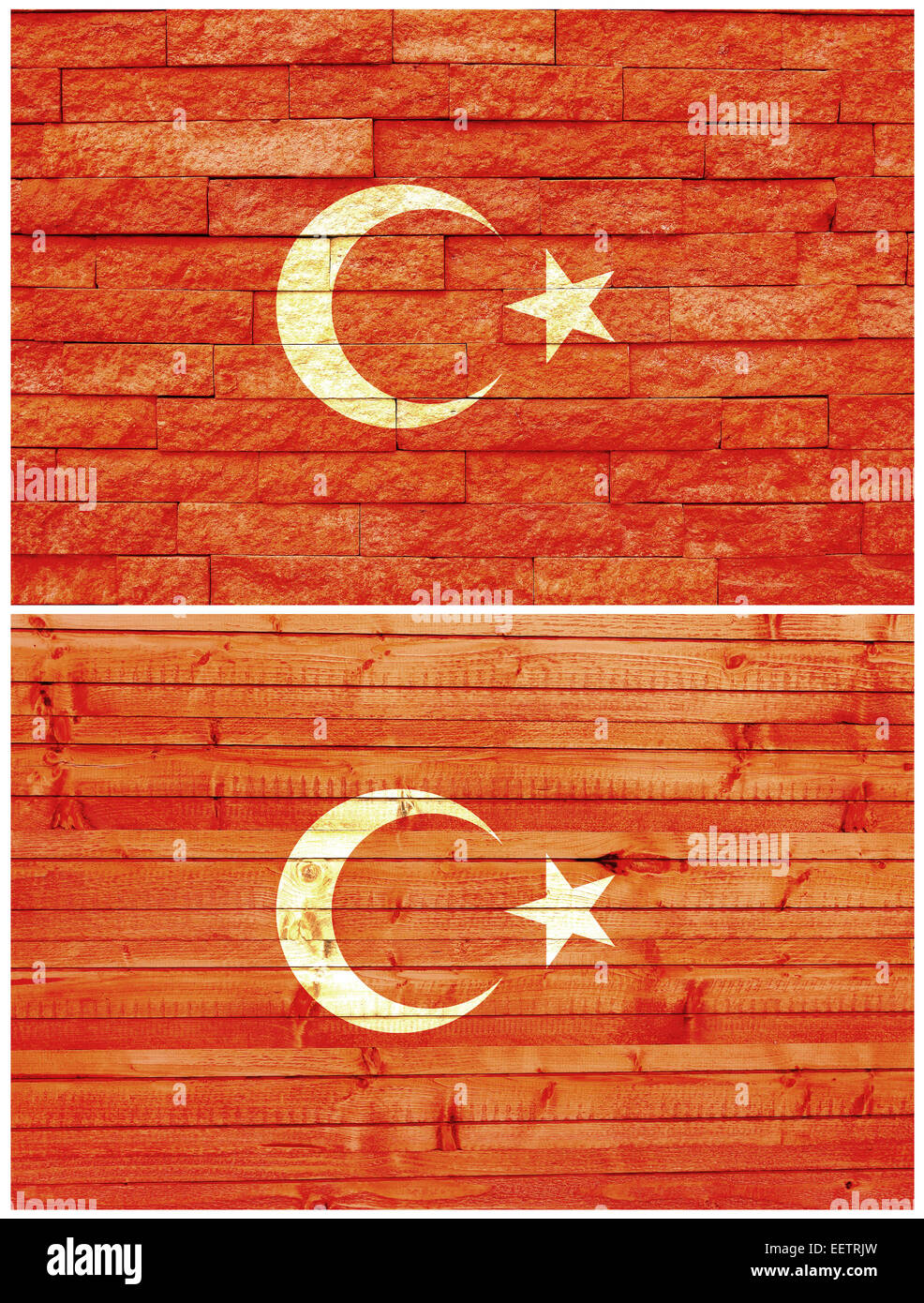 Vintage wall flag of Turkey Stock Photo