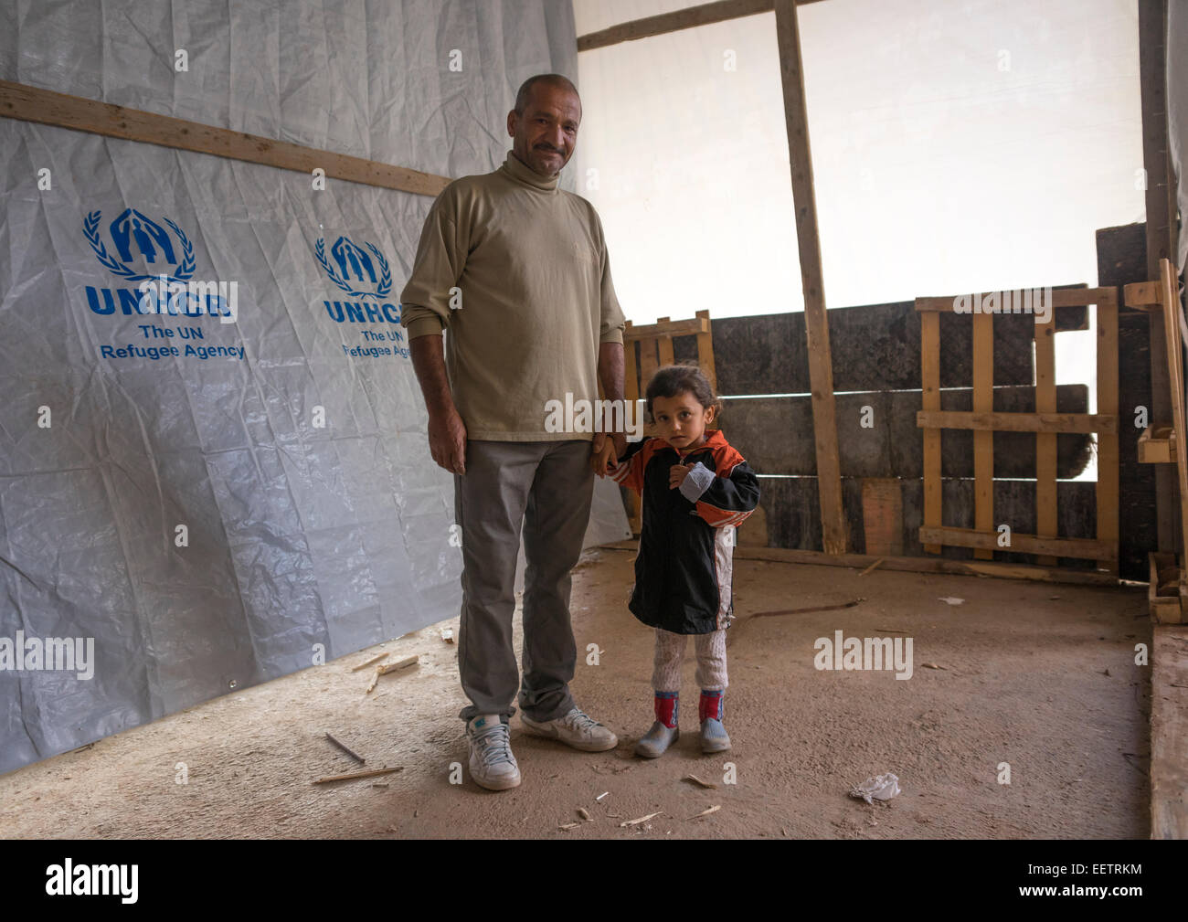 Yazidi Refugees From Sinjar Living In An Under Construction Building, Duhok, Kurdistan, Iraq Stock Photo
