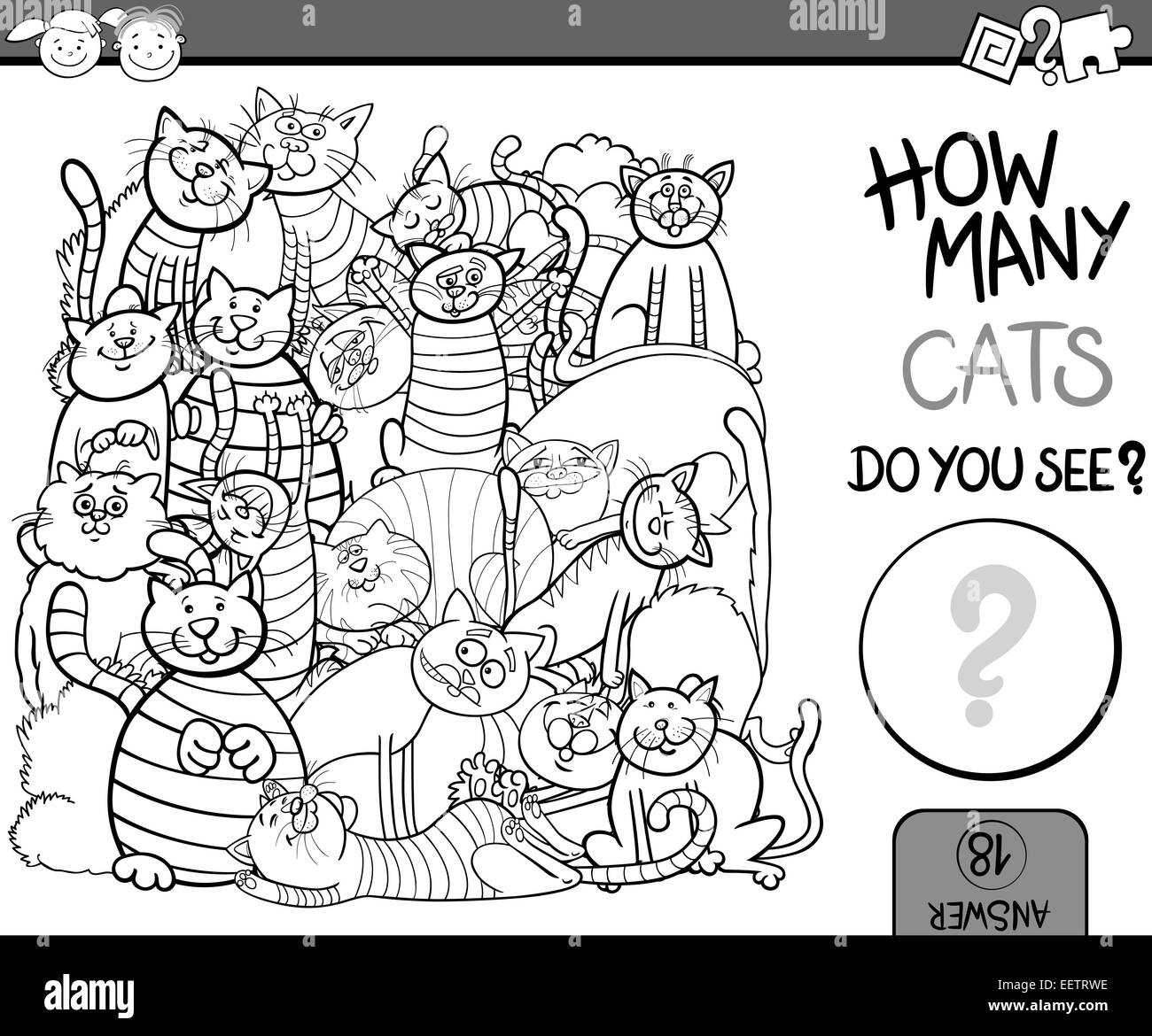 Cartoon Illustration of Education Counting Game for Coloring Book Stock ...
