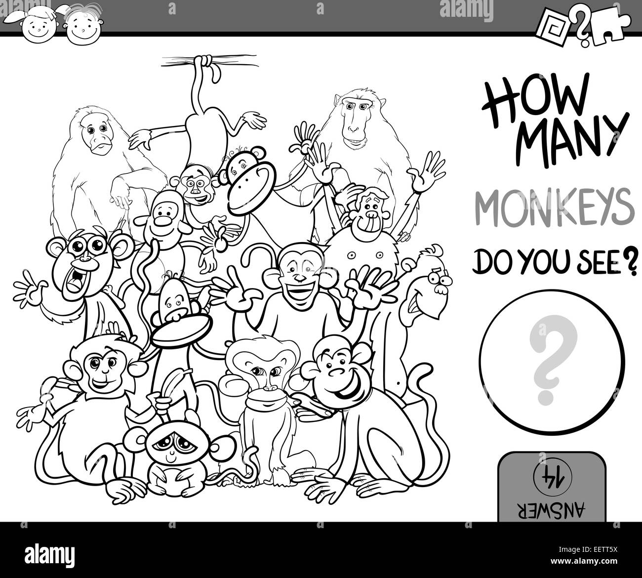 Cartoon Illustration of Education Counting Game for Coloring Book Stock ...