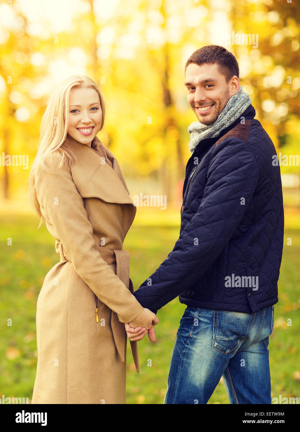 romantic couple in the autumn park Stock Photo - Alamy